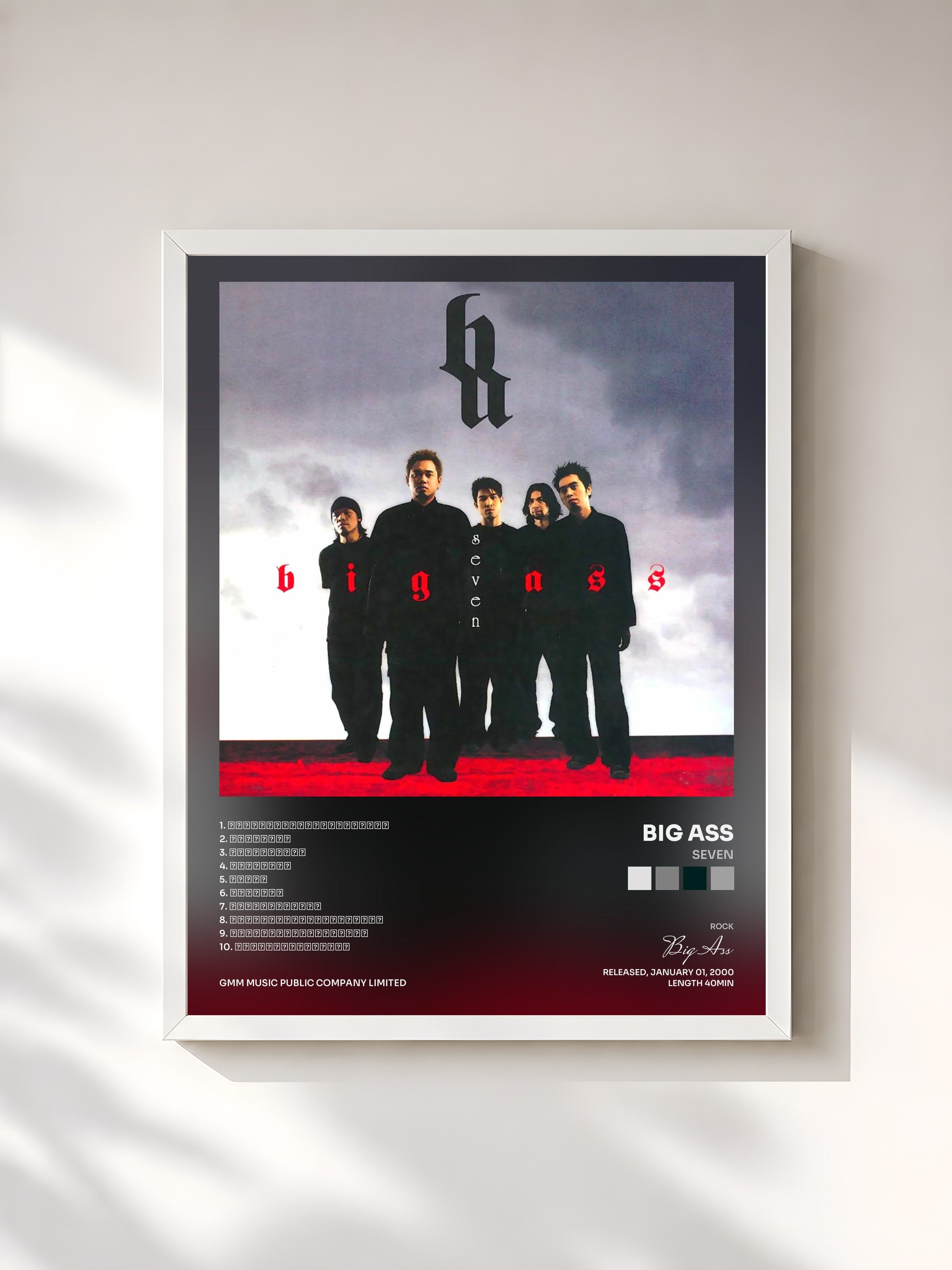 #blanc Tableau de l'album Seven de Big Ass, cadre blanc, imprimé et encadré en France