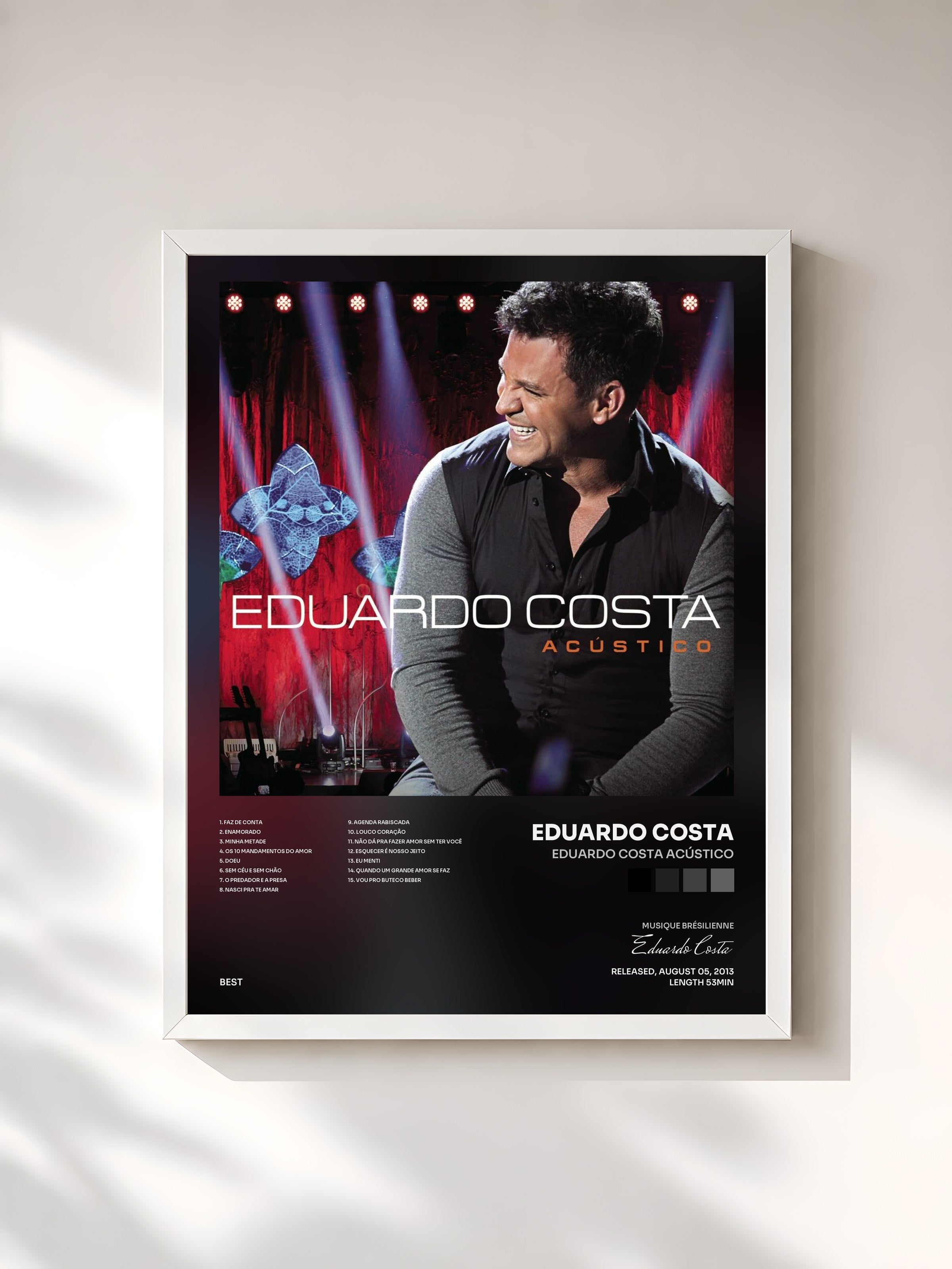 #blanc Tableau de l'album Eduardo Costa Acústico de Eduardo Costa, cadre blanc, imprimé et encadré en France