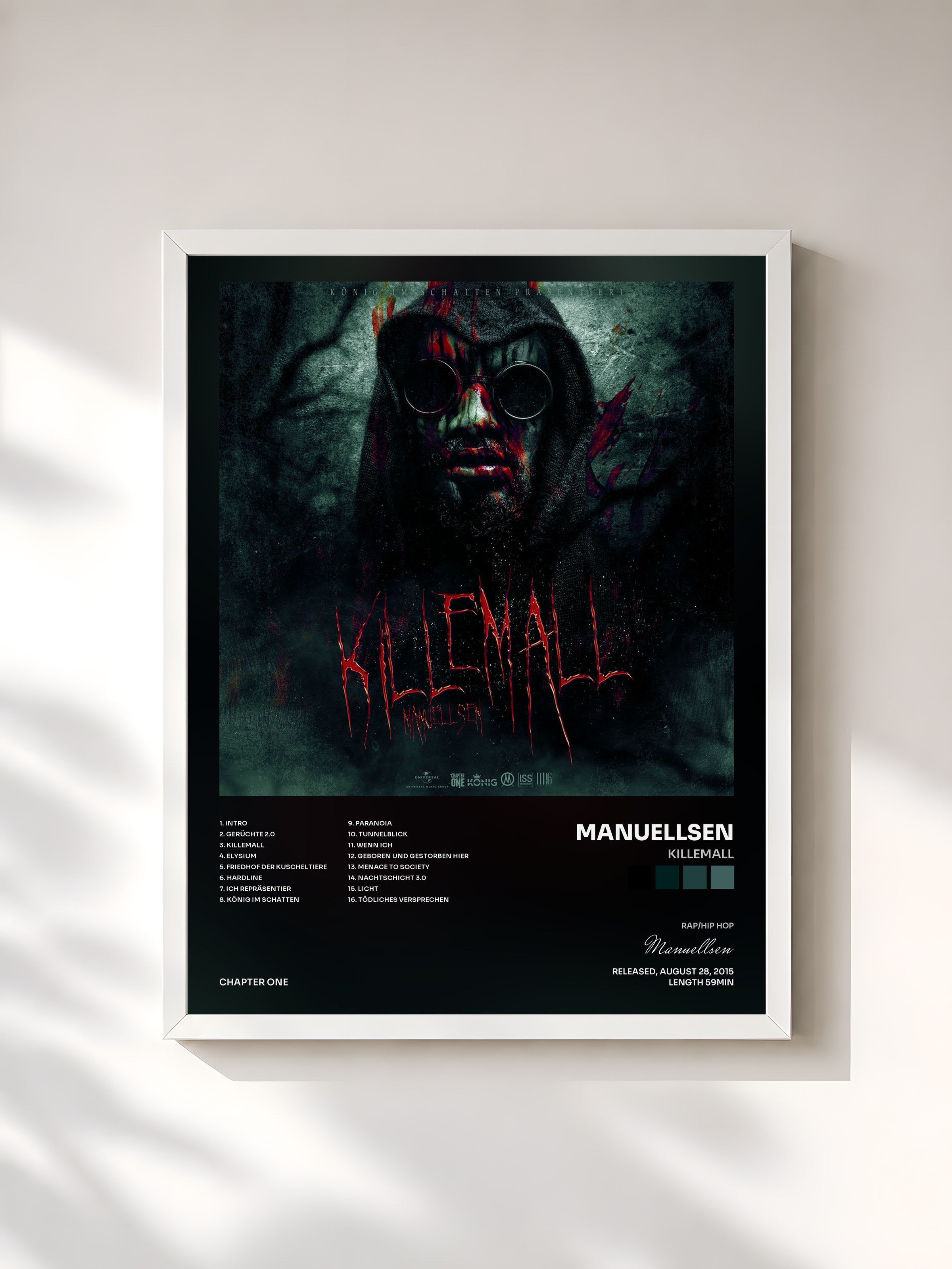 #blanc Tableau de l'album Killemall de Manuellsen, cadre blanc, imprimé et encadré en France