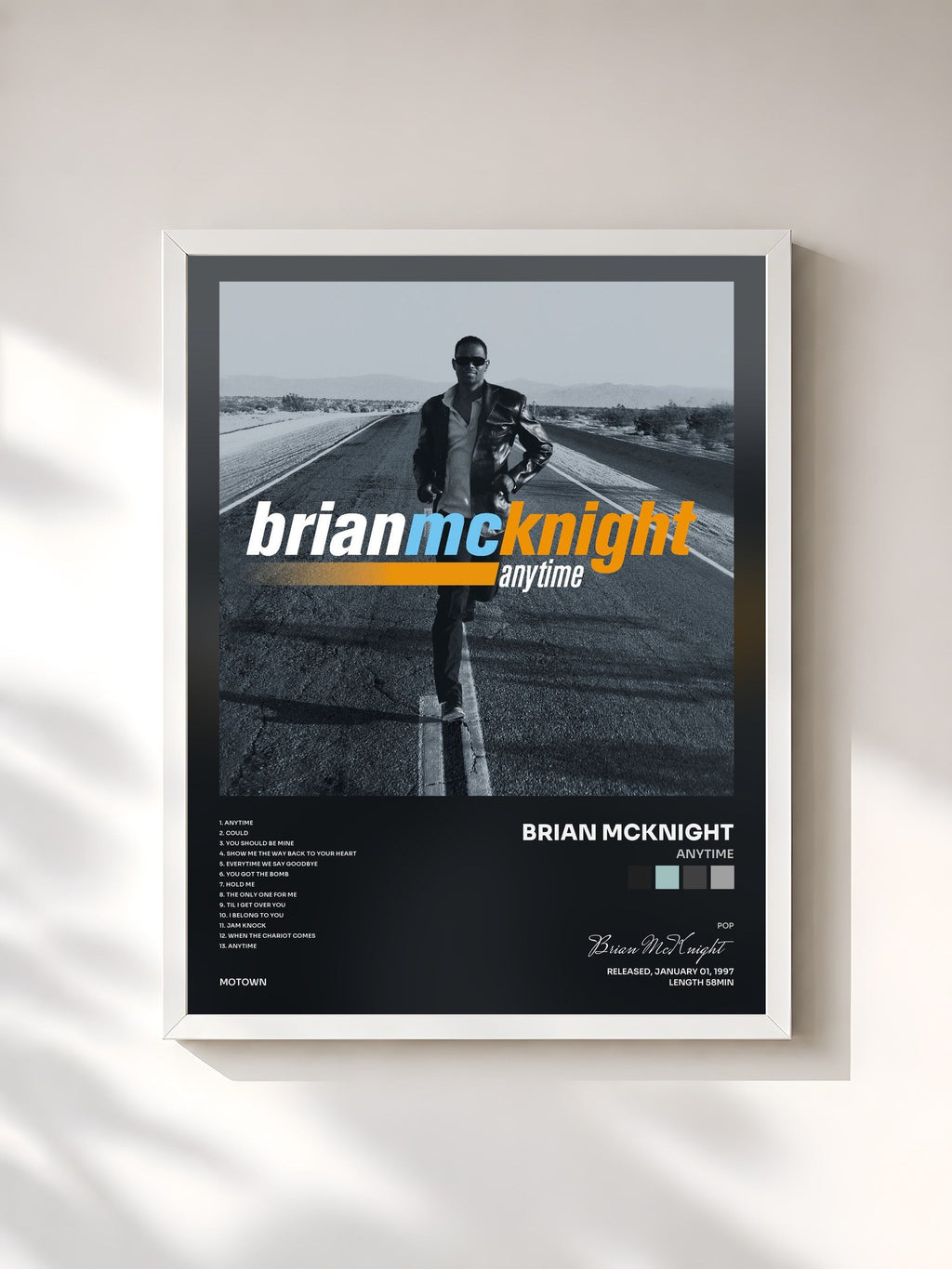 #blanc Anytime di Brian McKnight in stampa incorniciata, cornice bianca, stampata e incorniciata in Francia