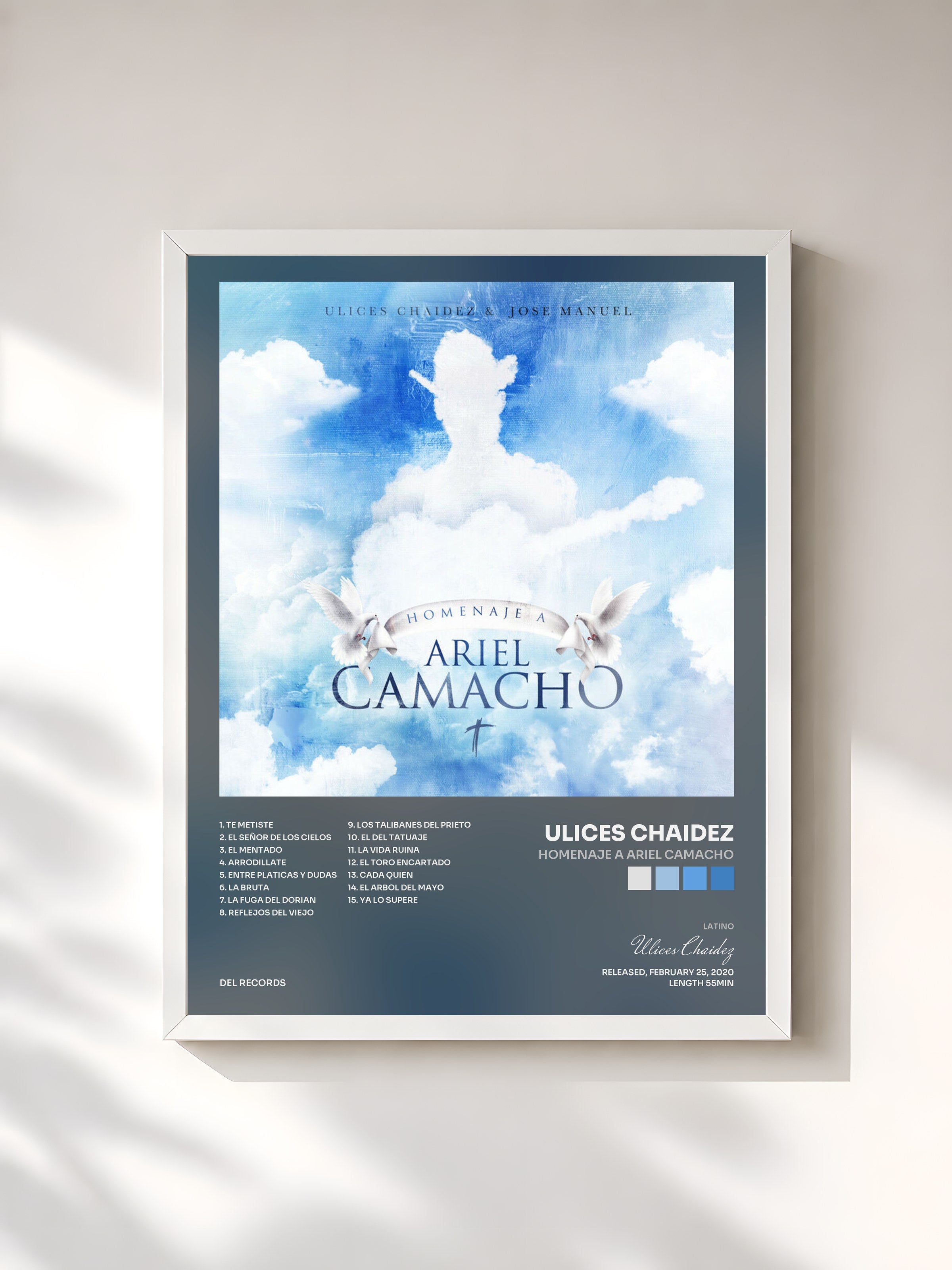 #blanc Tableau de l'album Homenaje a Ariel Camacho de Ulices Chaidez, cadre blanc, imprimé et encadré en France