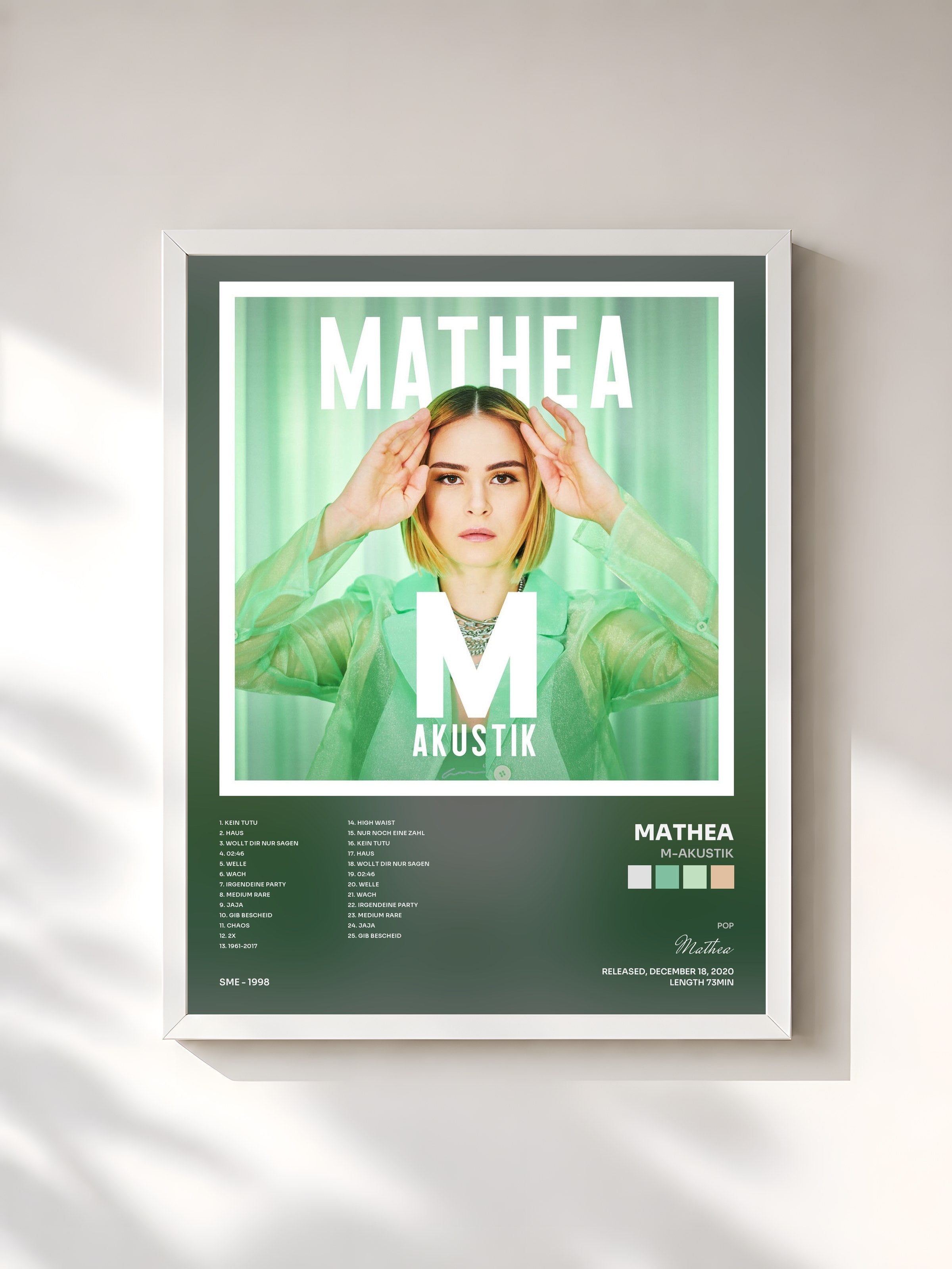 #blanc Tableau de l'album M-Akustik de Mathea, cadre blanc, imprimé et encadré en France