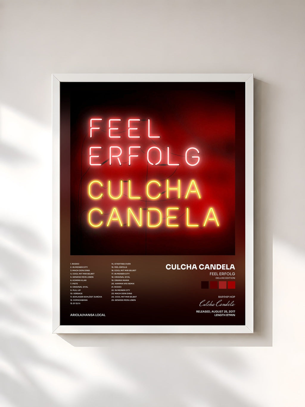#blanc Feel Erfolg (Deluxe Edition) by Culcha Candela as a framed art print, white frame, printed and framed in France
