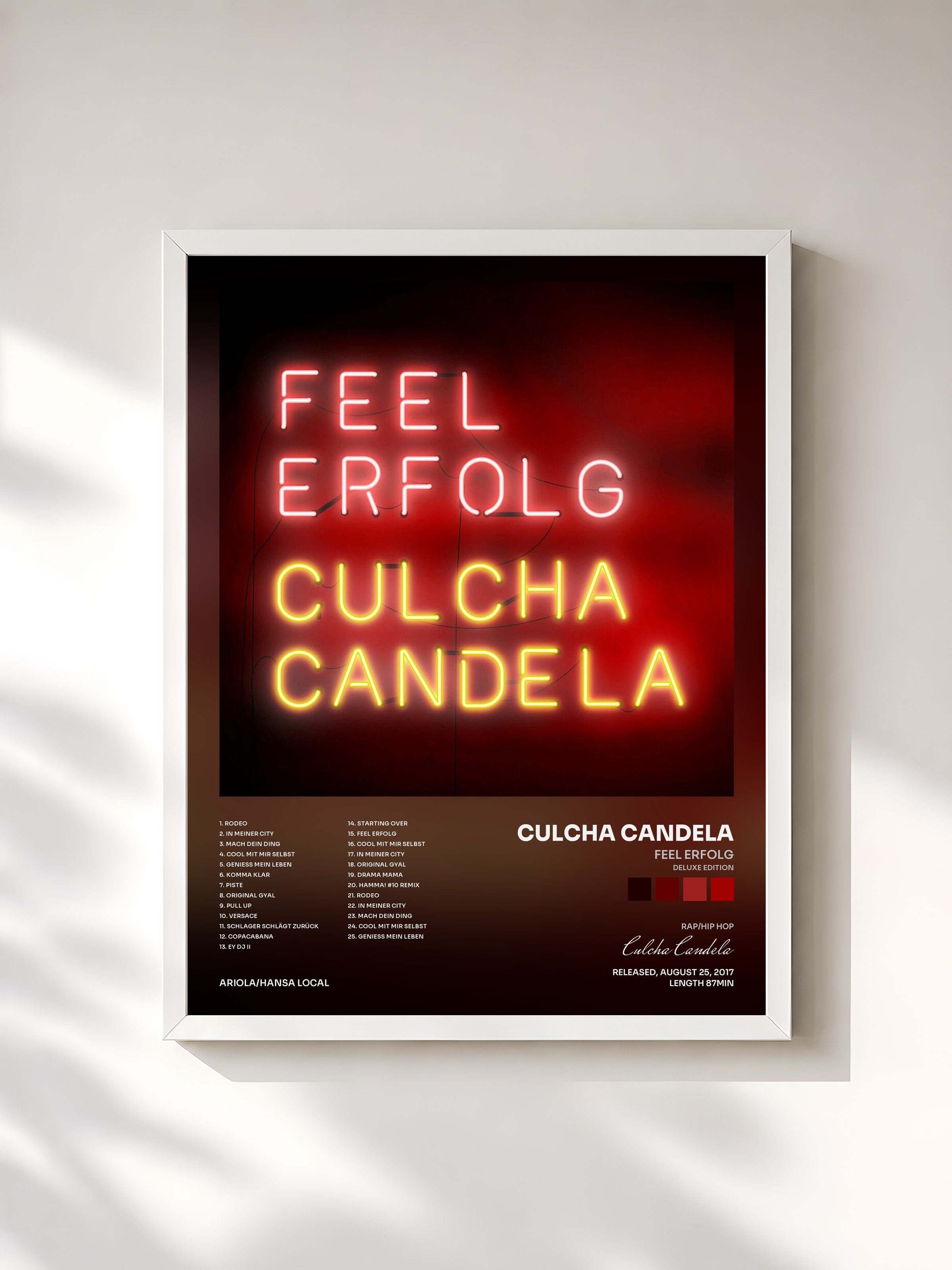 #blanc Tableau de l'album Feel Erfolg (Deluxe Edition) de Culcha Candela, cadre blanc, imprimé et encadré en France