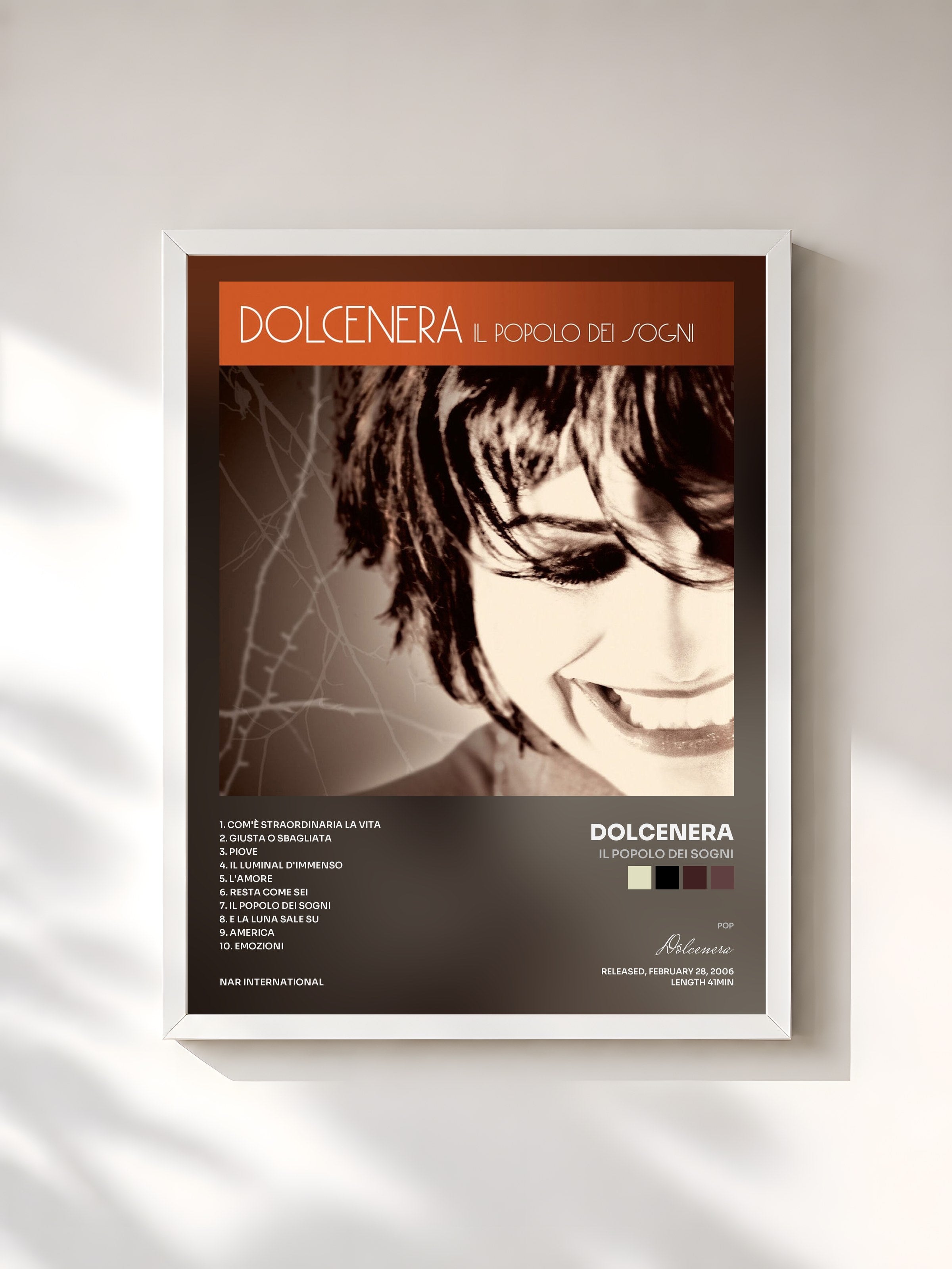 #blanc Tableau de l'album Il Popolo Dei Sogni de Dolcenera, cadre blanc, imprimé et encadré en France