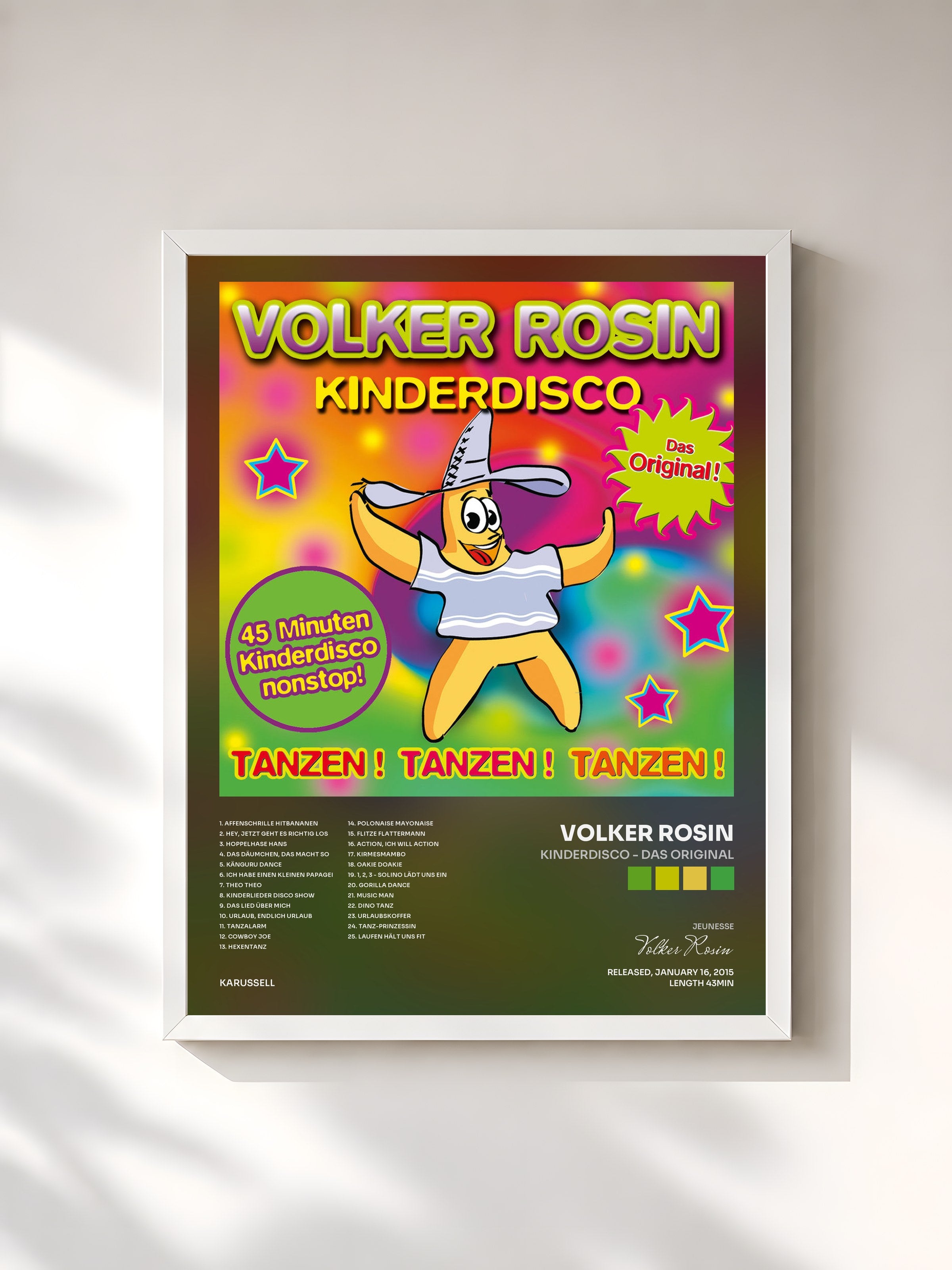 #blanc Tableau de l'album Kinderdisco - Das Original de Volker Rosin, cadre blanc, imprimé et encadré en France