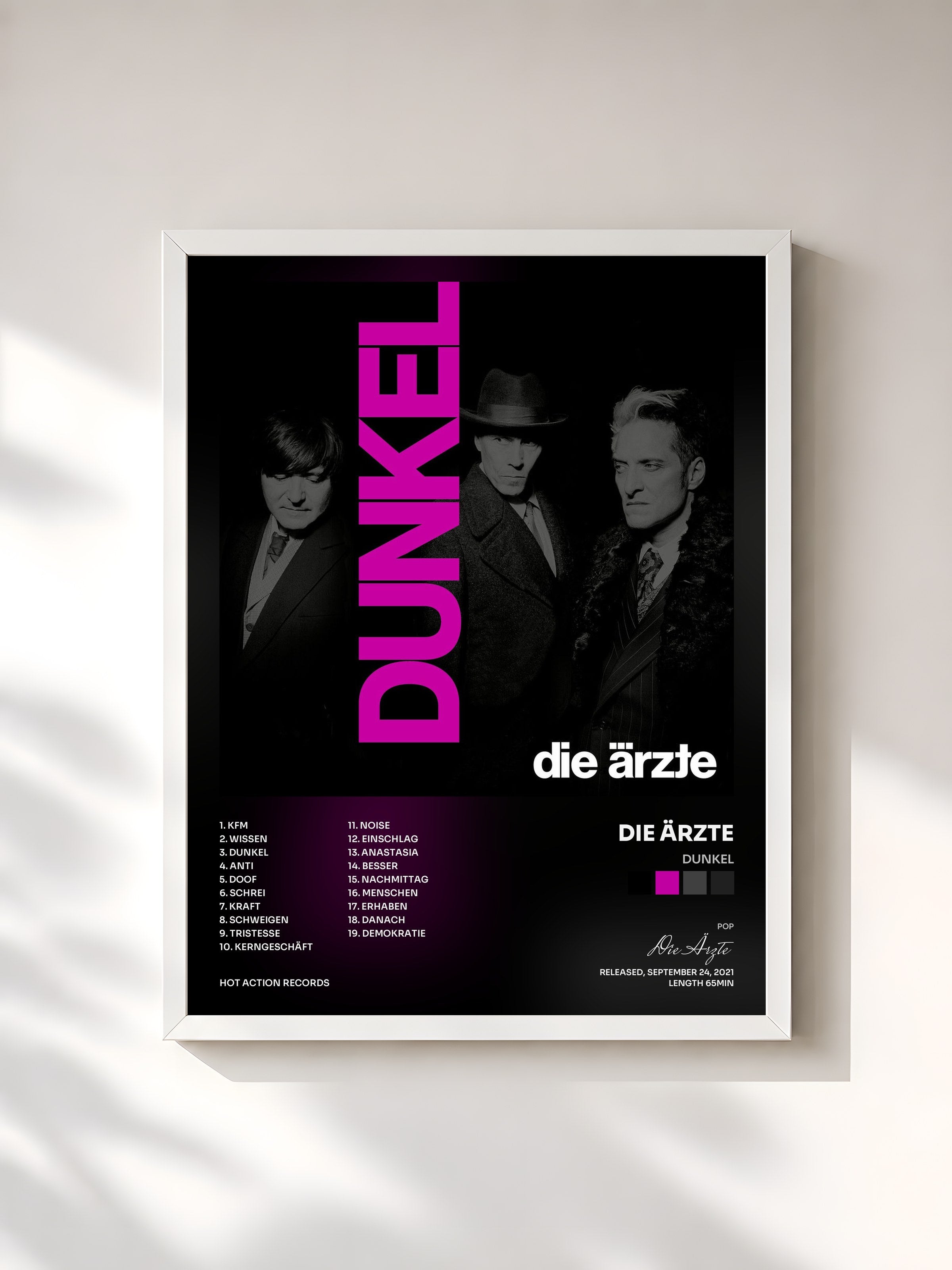 #blanc Tableau de l'album DUNKEL de Die Ärzte, cadre blanc, imprimé et encadré en France