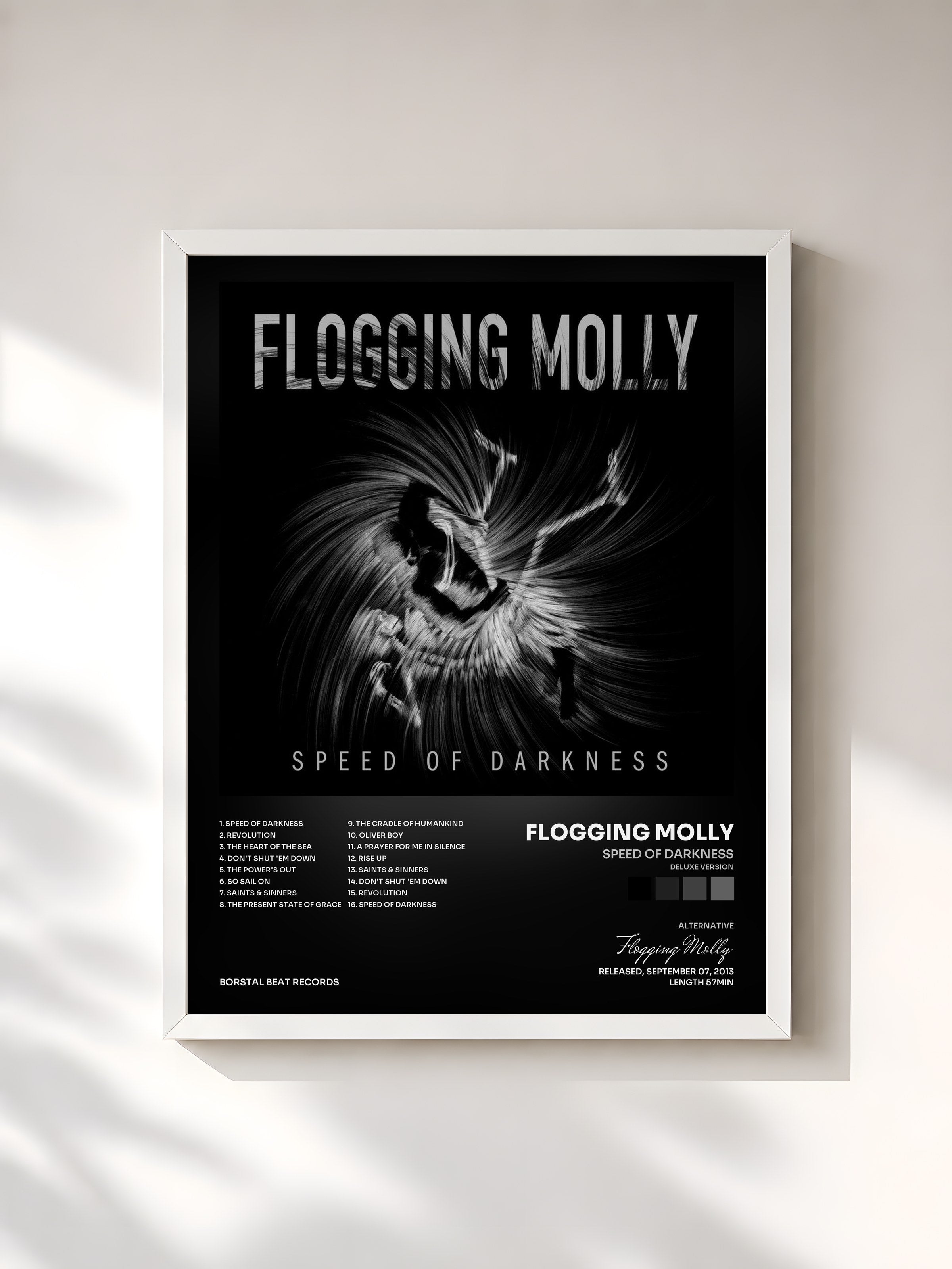 #blanc Tableau de l'album Speed of Darkness (Deluxe Version) de Flogging Molly, cadre blanc, imprimé et encadré en France