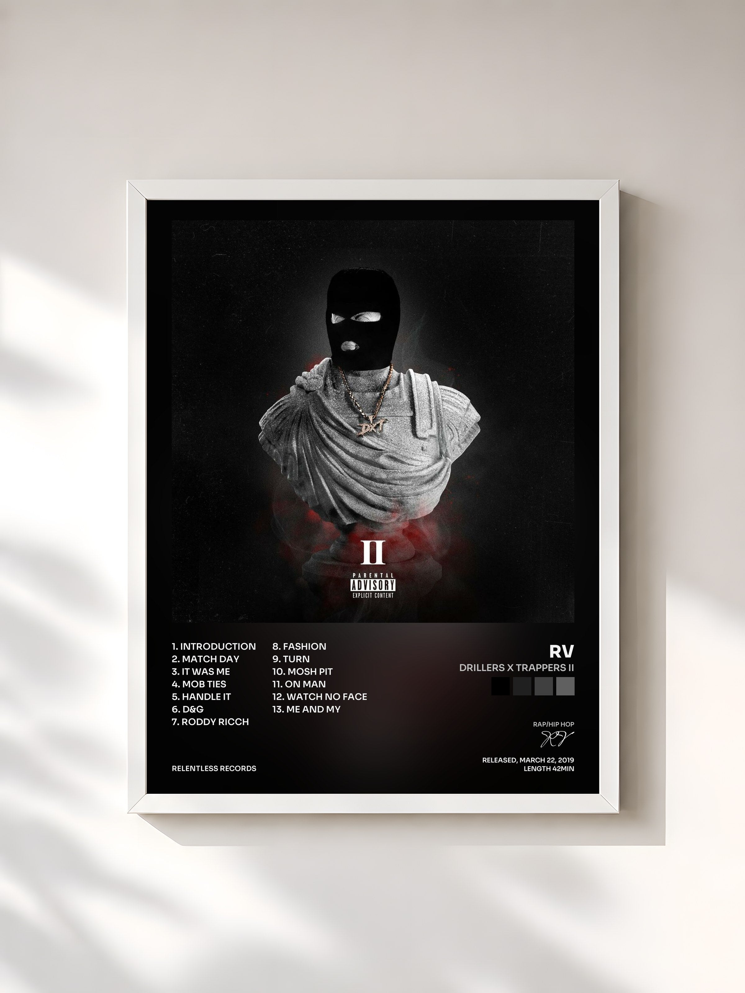 #blanc Tableau de l'album Drillers x Trappers II de RV, cadre blanc, imprimé et encadré en France