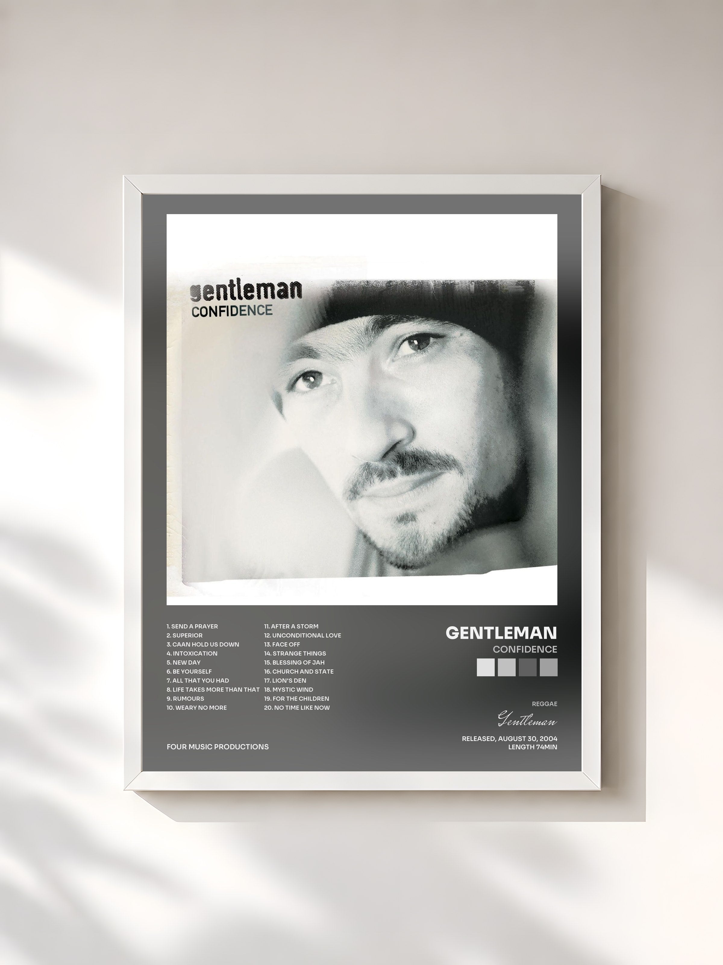 #blanc Tableau de l'album Confidence de Gentleman, cadre blanc, imprimé et encadré en France