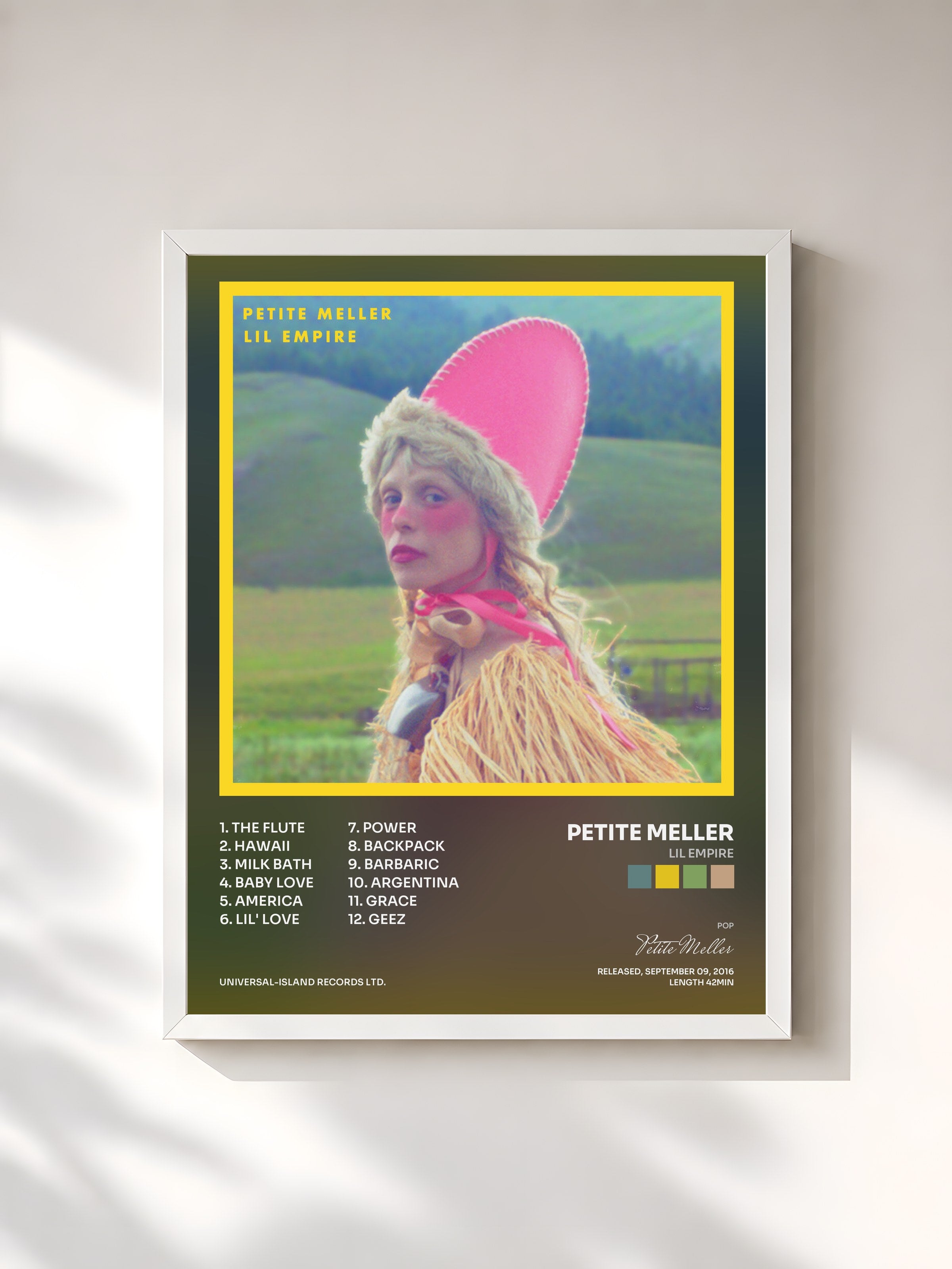 #blanc Tableau de l'album Lil Empire de Petite Meller, cadre blanc, imprimé et encadré en France