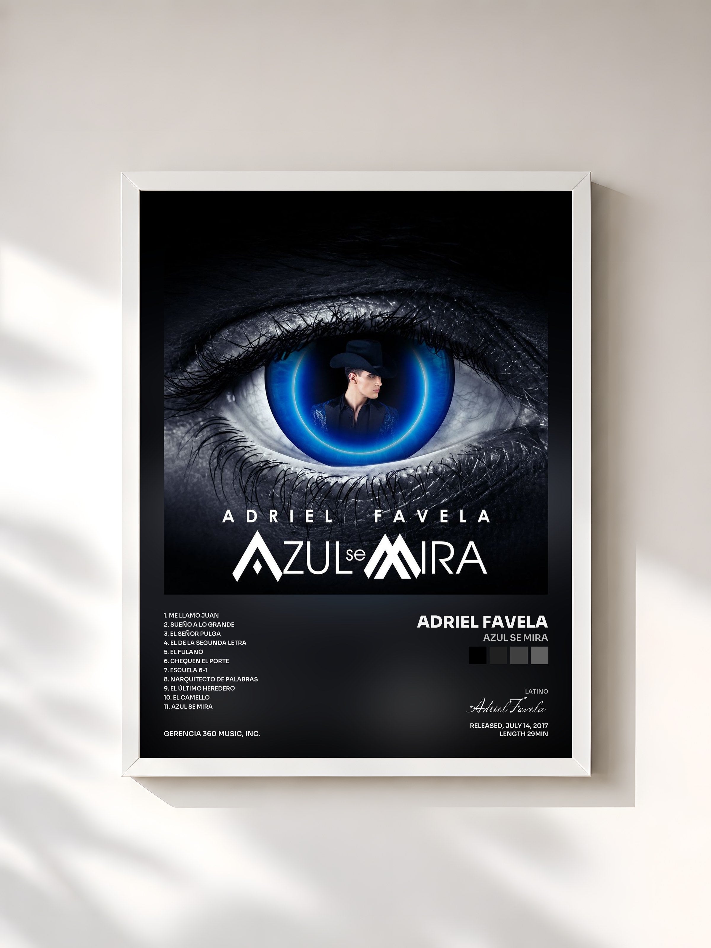 #blanc Tableau de l'album Azul Se Mira de Adriel Favela, cadre blanc, imprimé et encadré en France