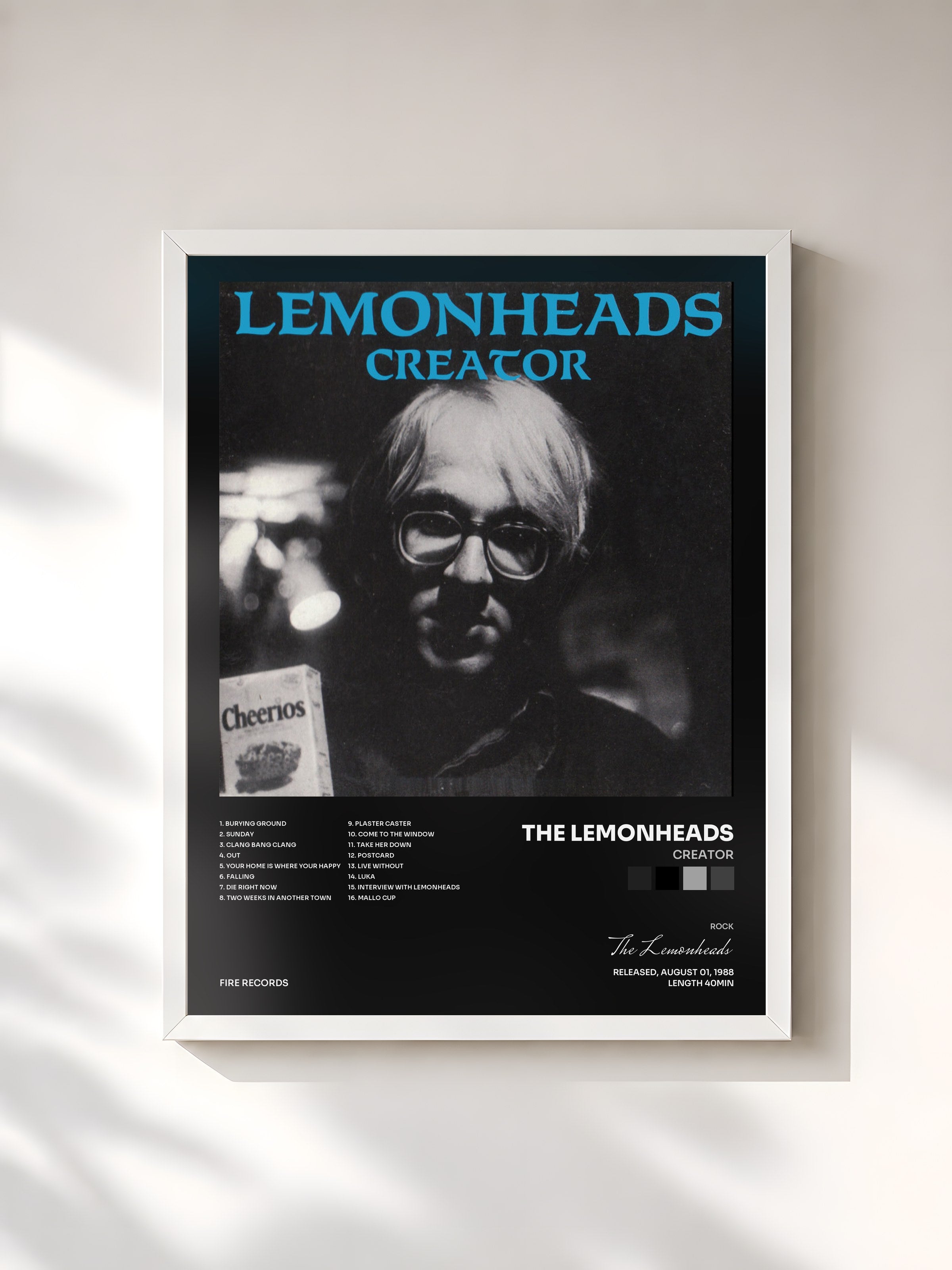 #blanc Tableau de l'album Creator de The Lemonheads, cadre blanc, imprimé et encadré en France