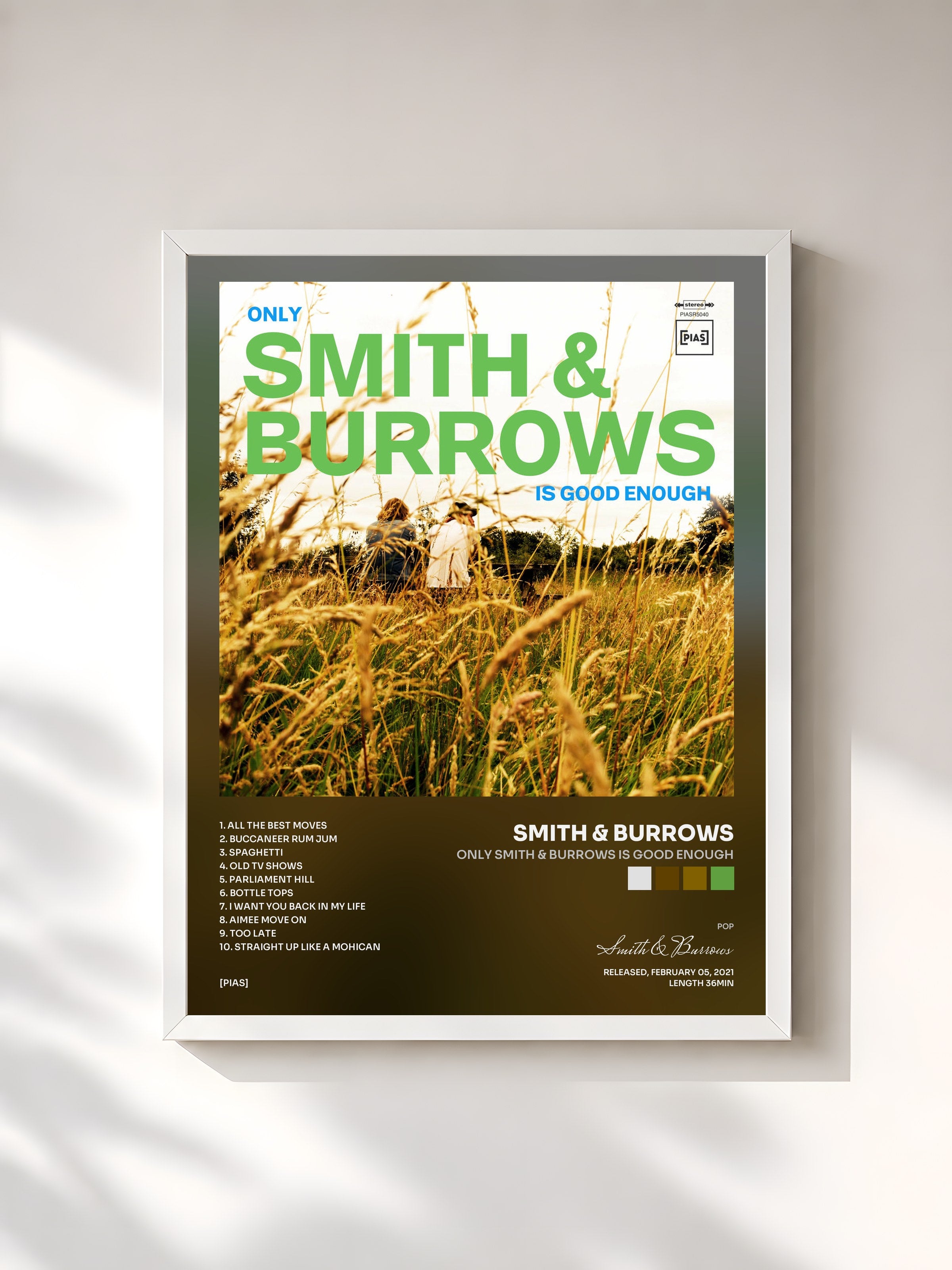 #blanc Tableau de l'album Only Smith & Burrows Is Good Enough de Smith & Burrows, cadre blanc, imprimé et encadré en France
