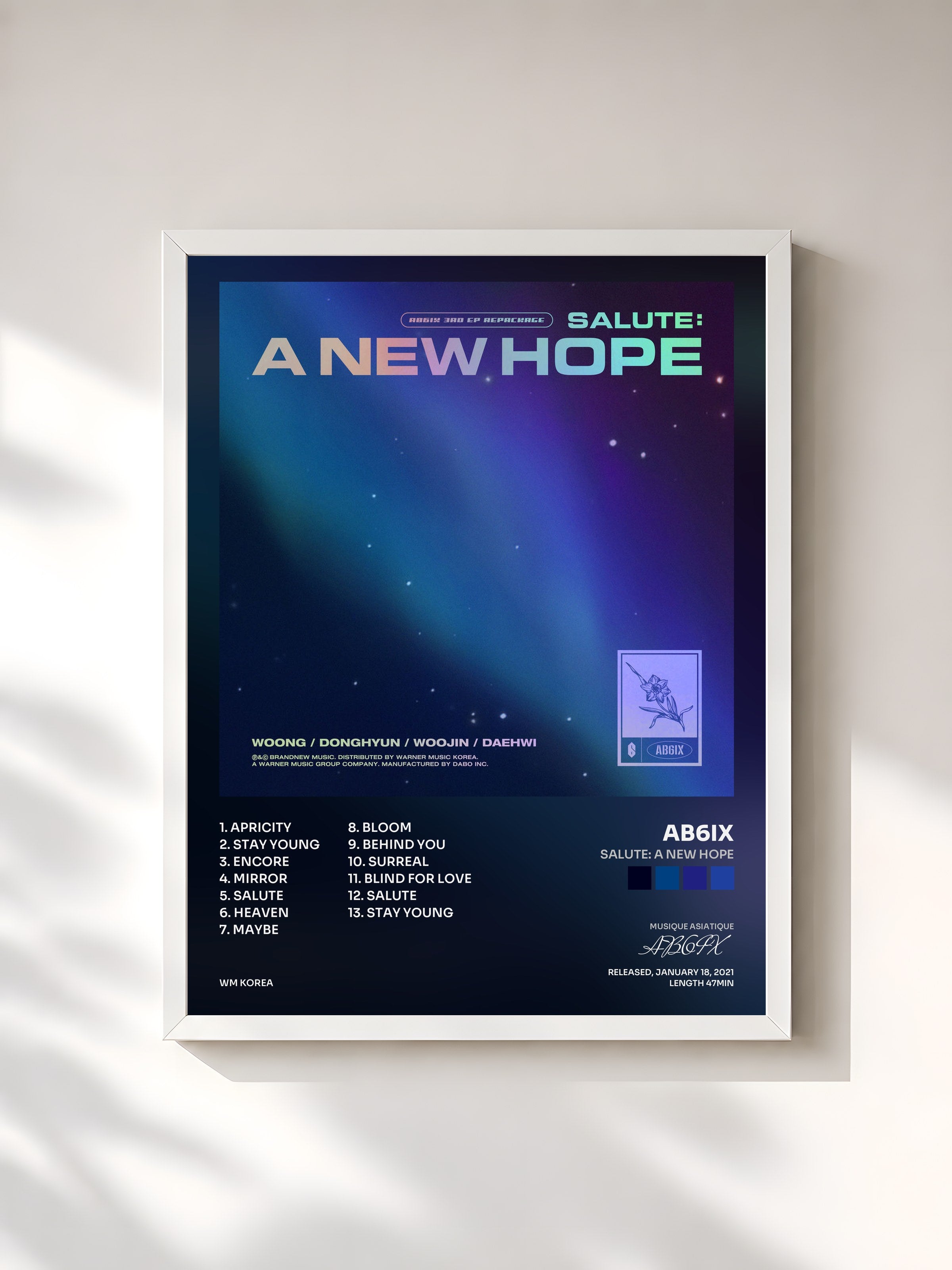 #blanc Tableau de l'album SALUTE: A NEW HOPE de AB6IX, cadre blanc, imprimé et encadré en France