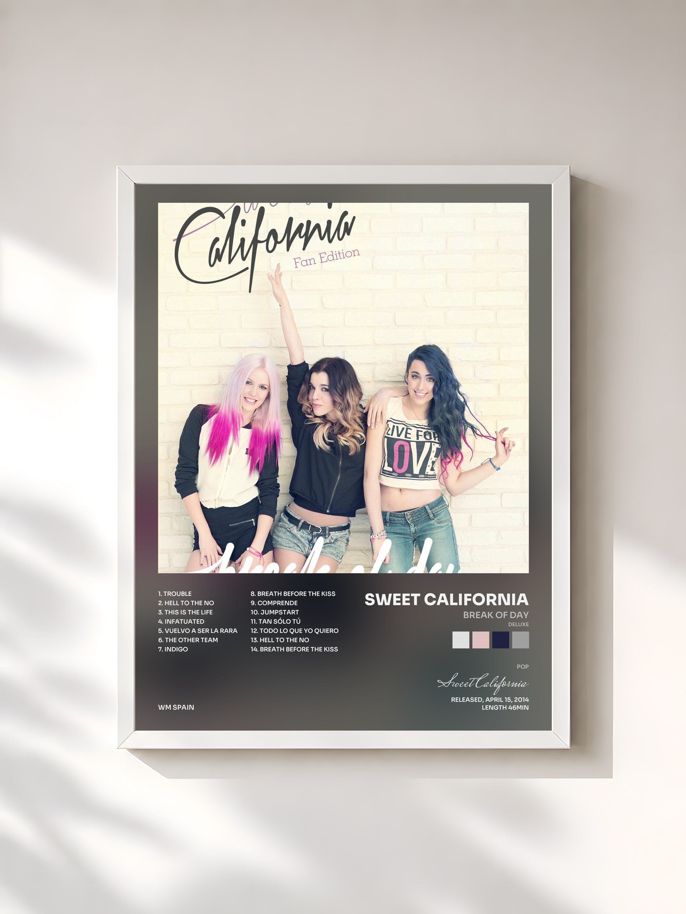 #blanc Tableau de l'album Break of Day (Deluxe) de Sweet California, cadre blanc, imprimé et encadré en France