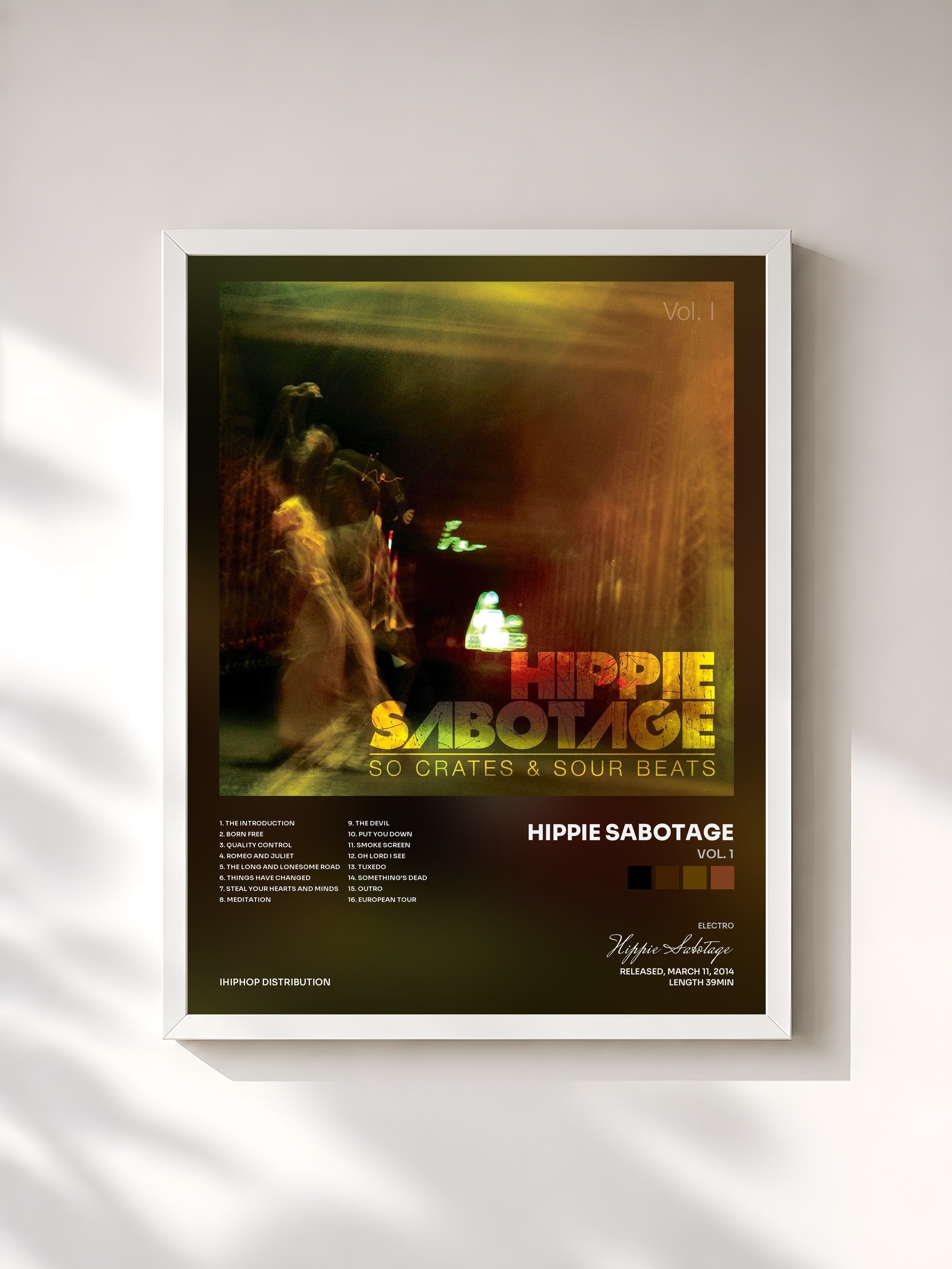 #blanc Tableau de l'album Vol. 1 de Hippie Sabotage, cadre blanc, imprimé et encadré en France