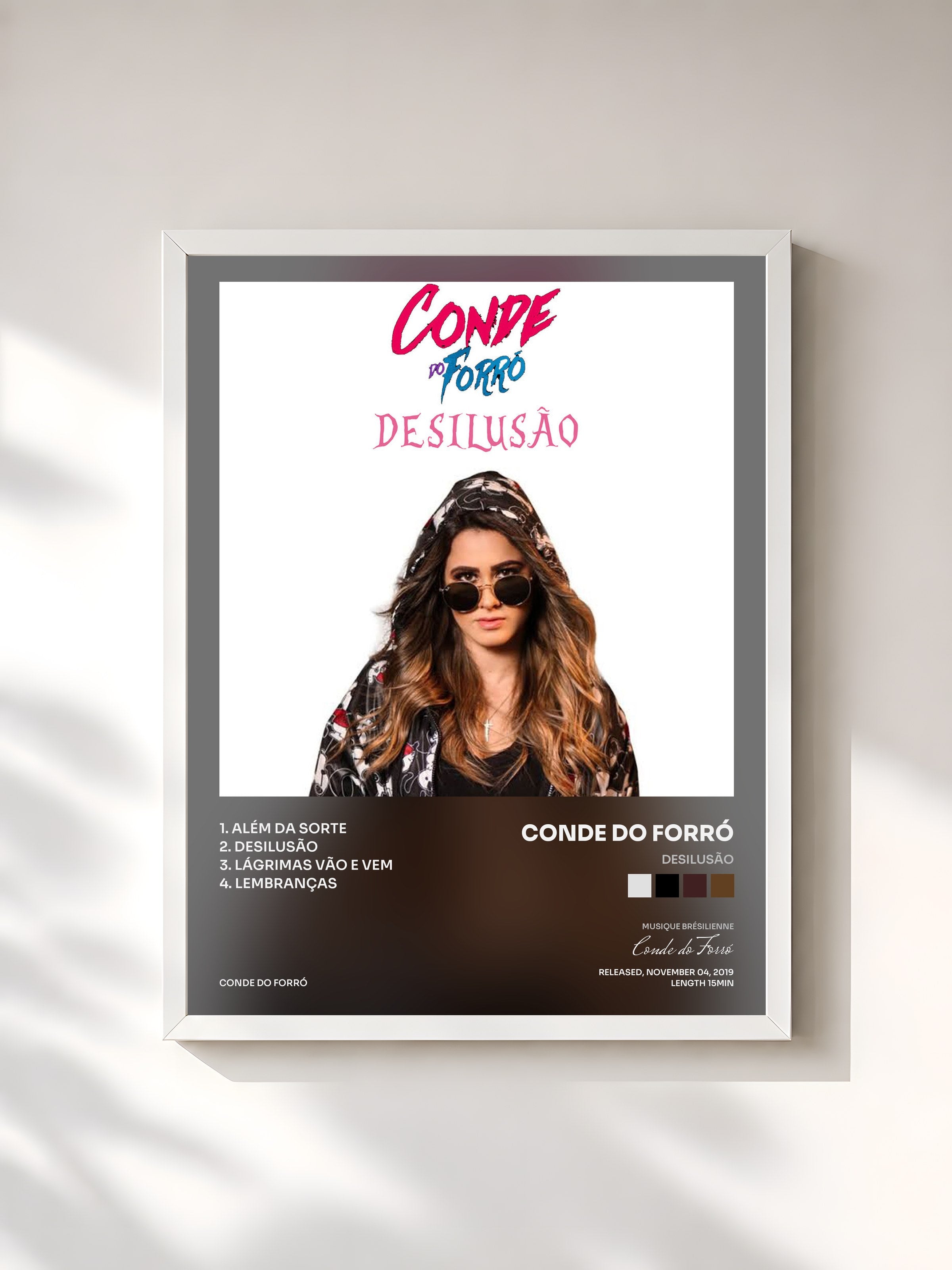 #blanc Tableau de l'album Desilusão de Conde do Forró, cadre blanc, imprimé et encadré en France