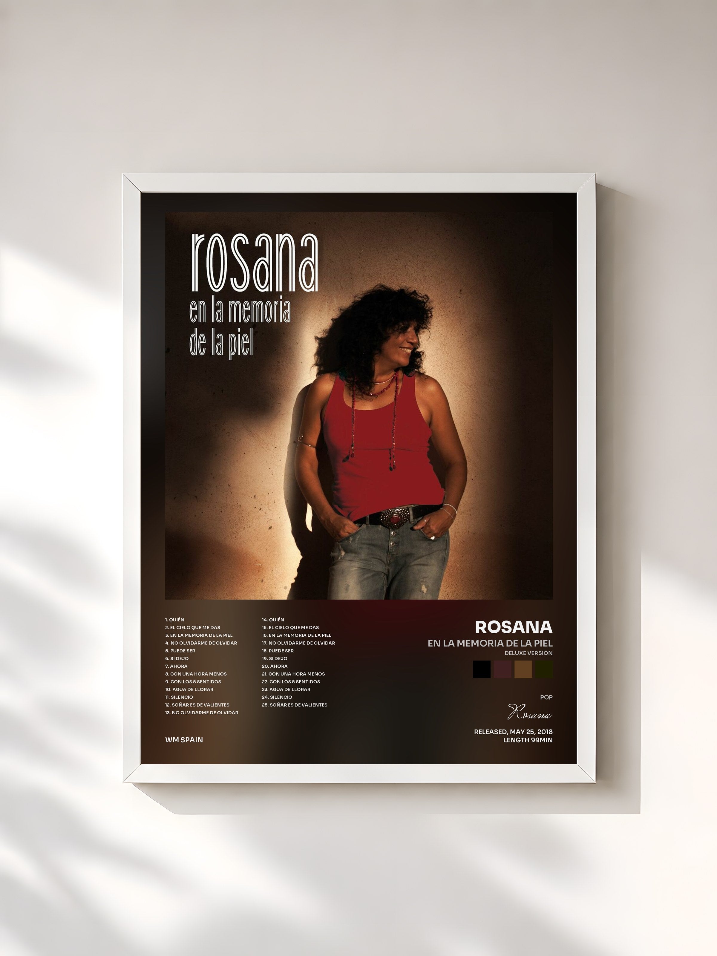 #blanc Tableau de l'album En la memoria de la piel (Deluxe Version) de Rosana, cadre blanc, imprimé et encadré en France