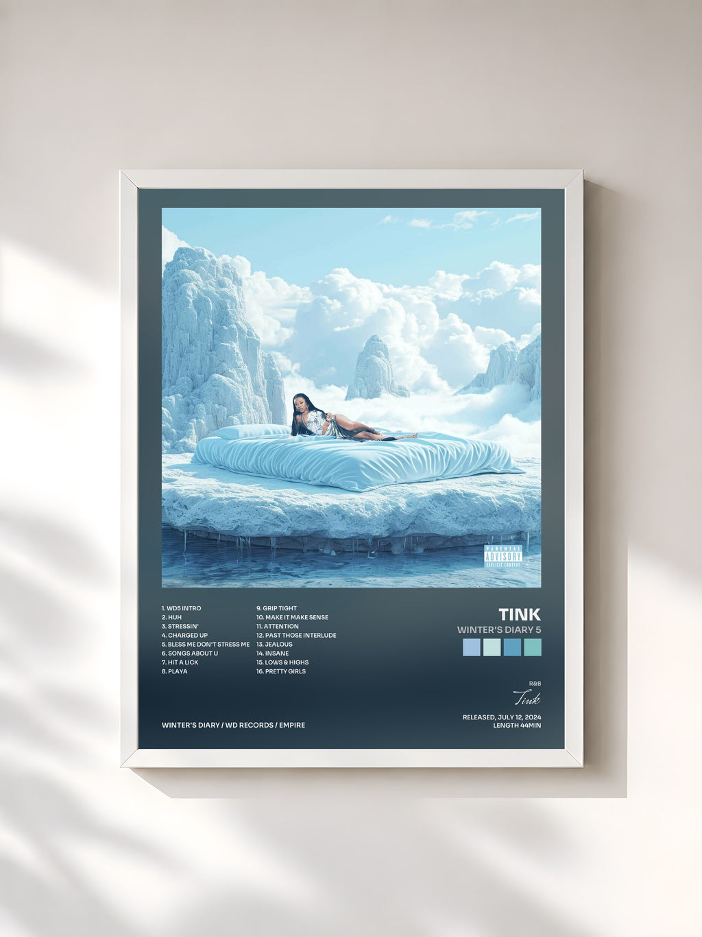 #blanc Tableau de l'album Winter's Diary 5 de Tink, cadre blanc, imprimé et encadré en France