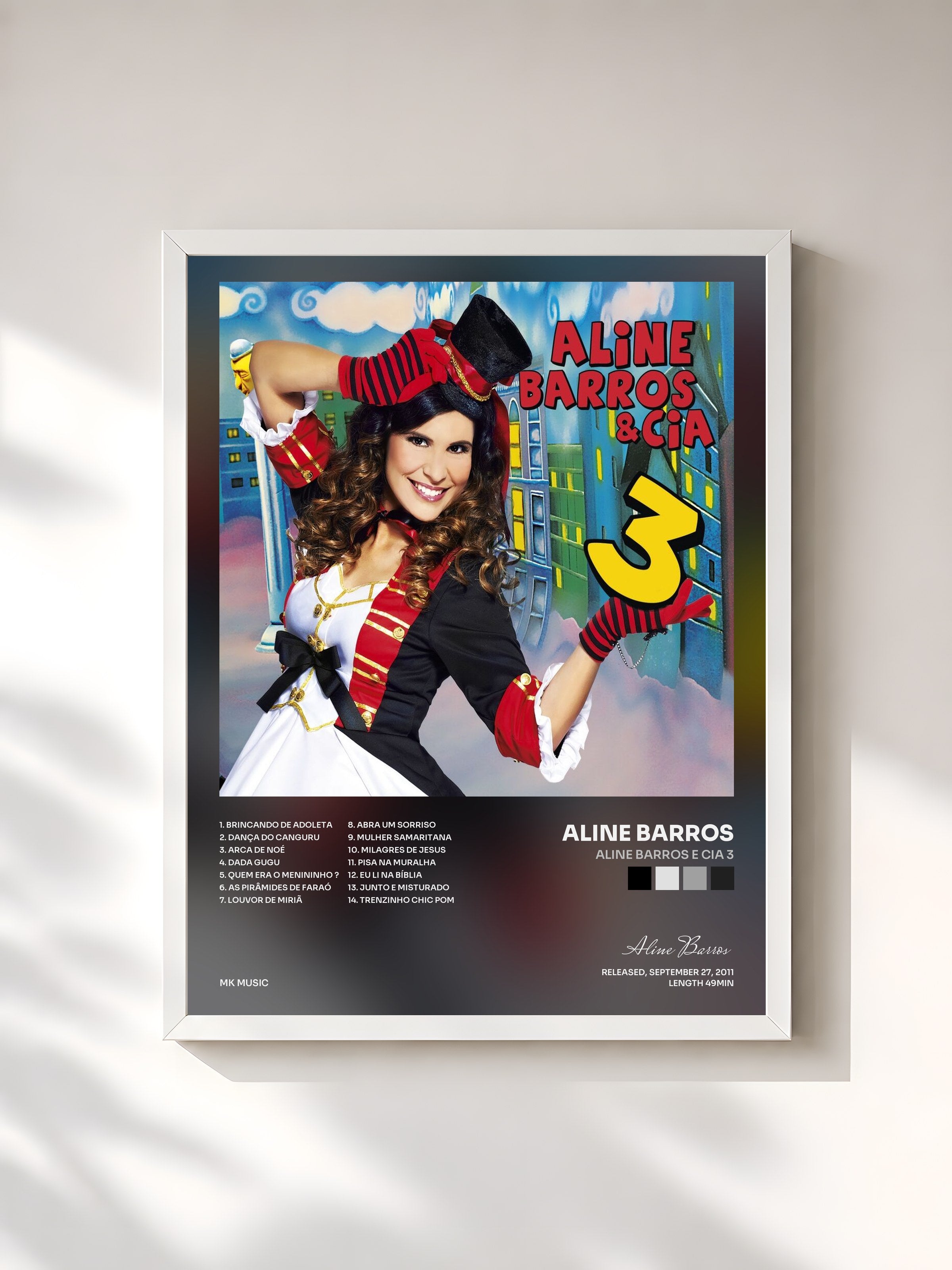#blanc Tableau de l'album Aline Barros e Cia 3 de Aline Barros, cadre blanc, imprimé et encadré en France