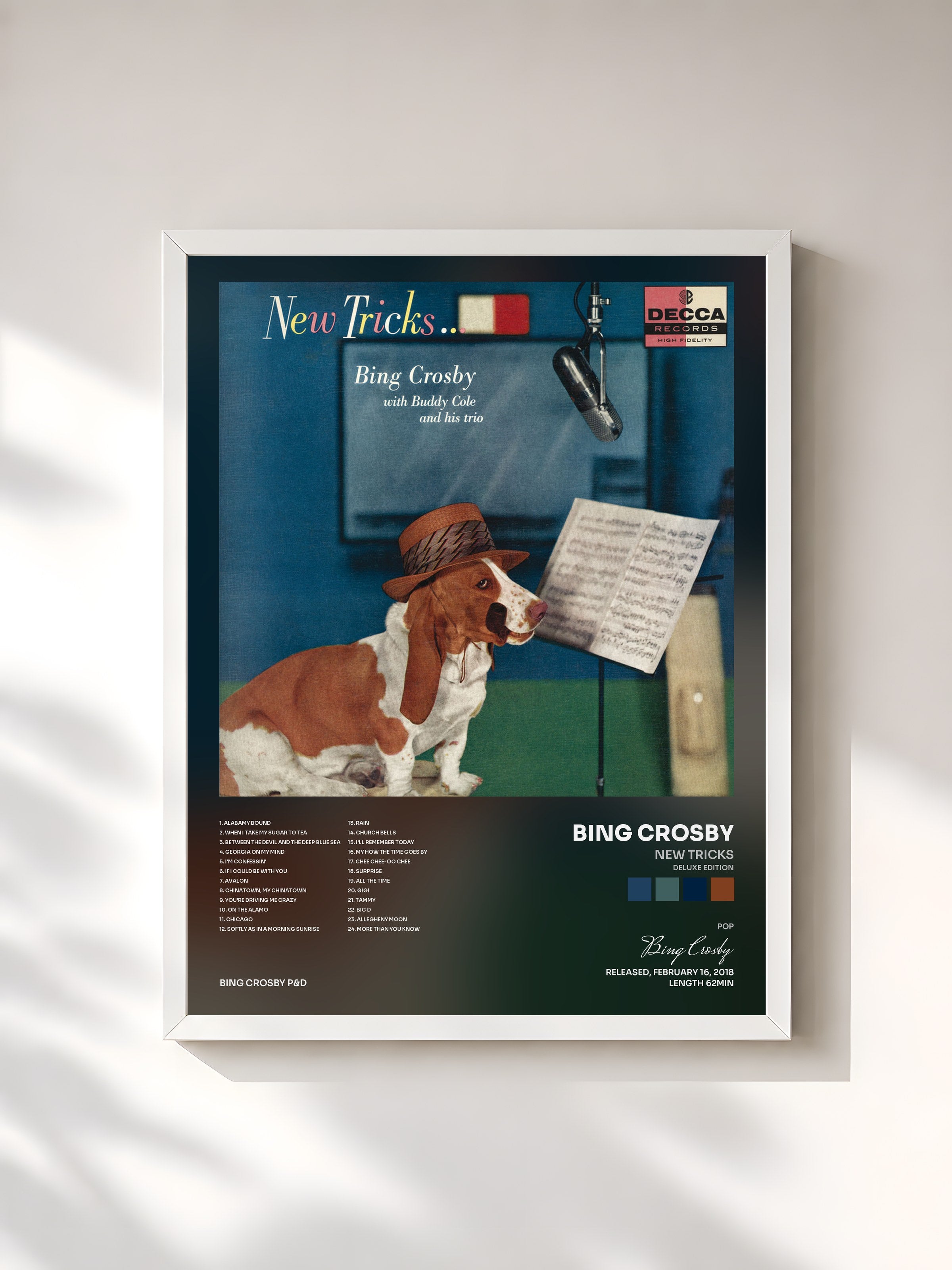 #blanc Tableau de l'album New Tricks (Deluxe Edition) de Bing Crosby, cadre blanc, imprimé et encadré en France