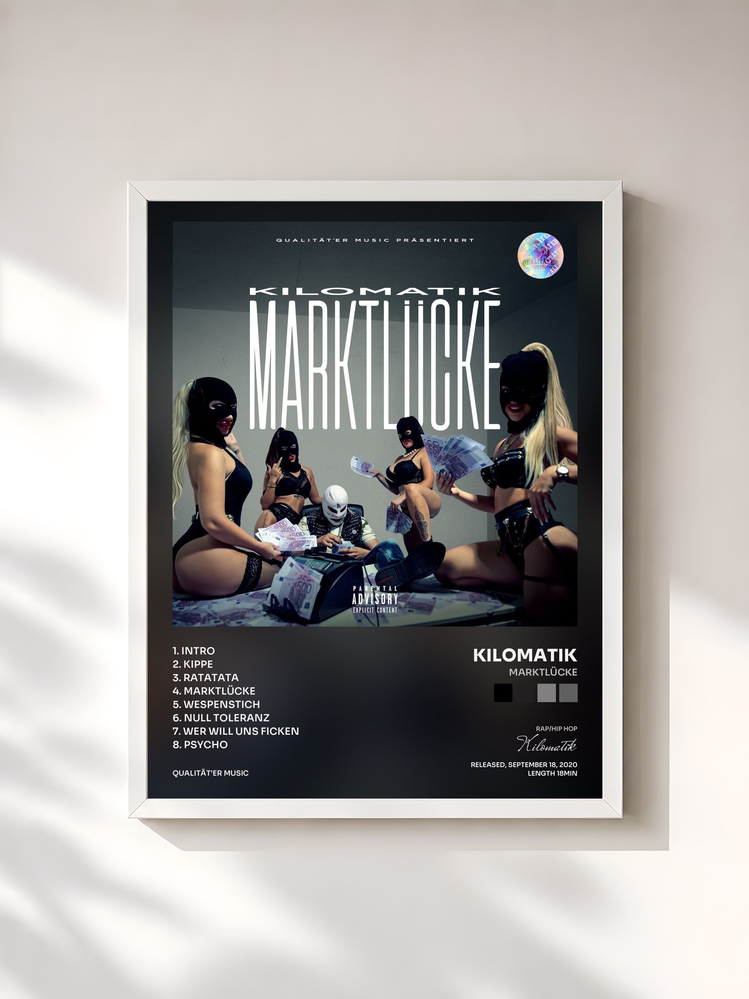 #blanc Tableau de l'album MARKTLÜCKE de Kilomatik, cadre blanc, imprimé et encadré en France