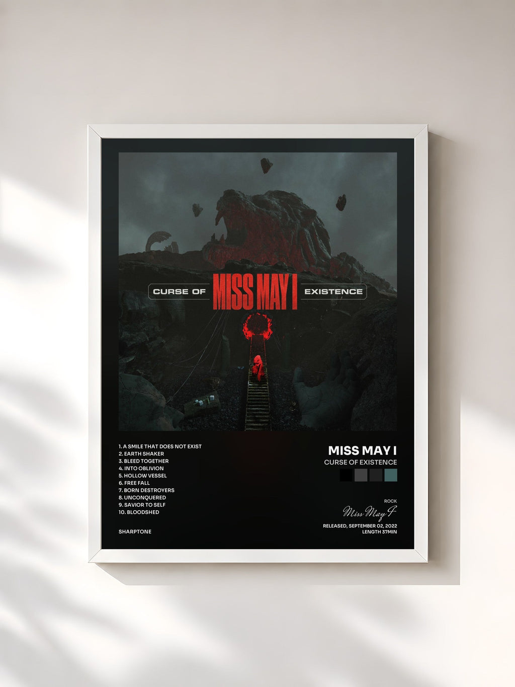 #blanc Curse Of Existence di Miss May I in stampa incorniciata, cornice bianca, stampata e incorniciata in Francia