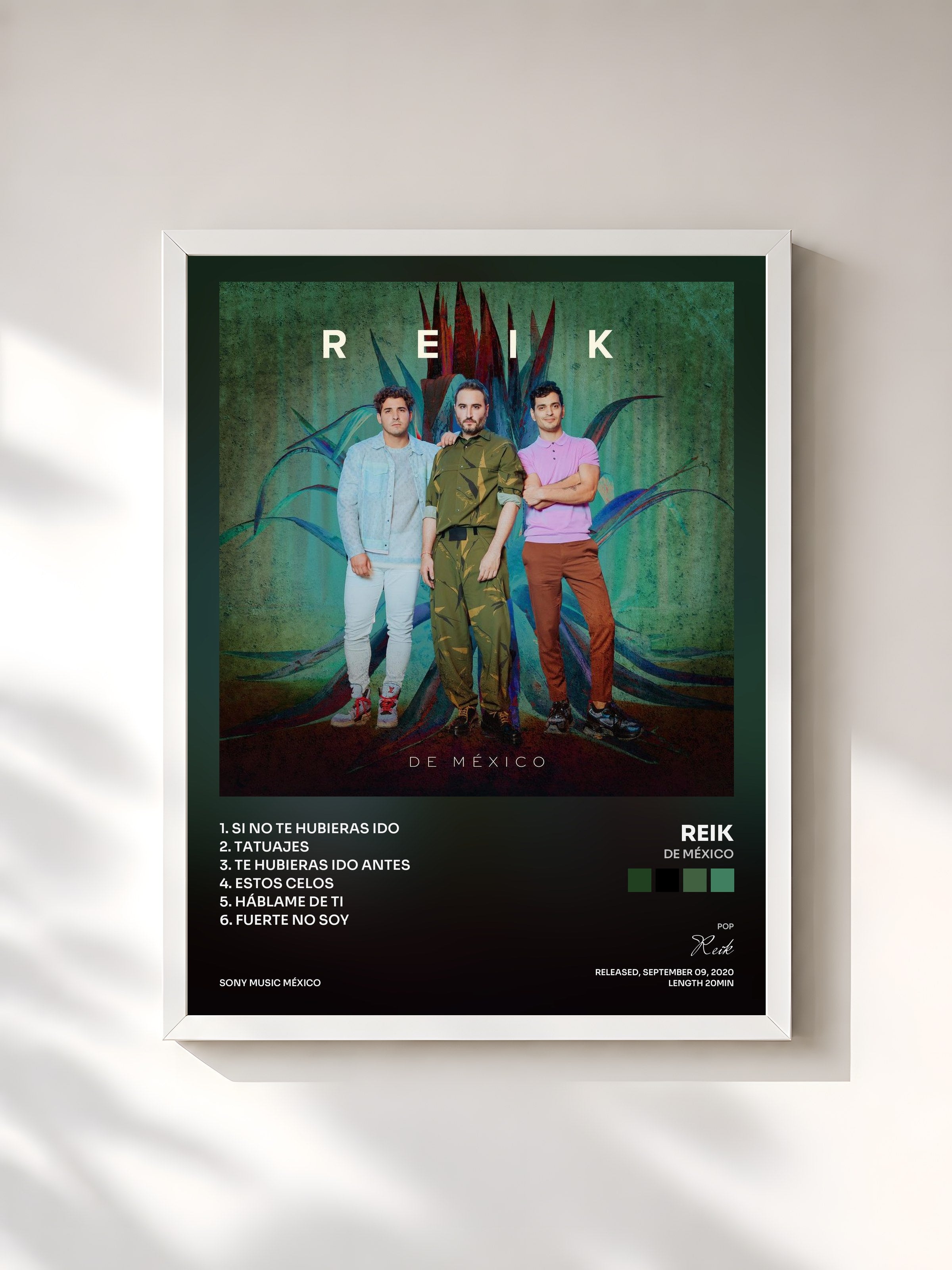 #blanc Tableau de l'album De México de Reik, cadre blanc, imprimé et encadré en France