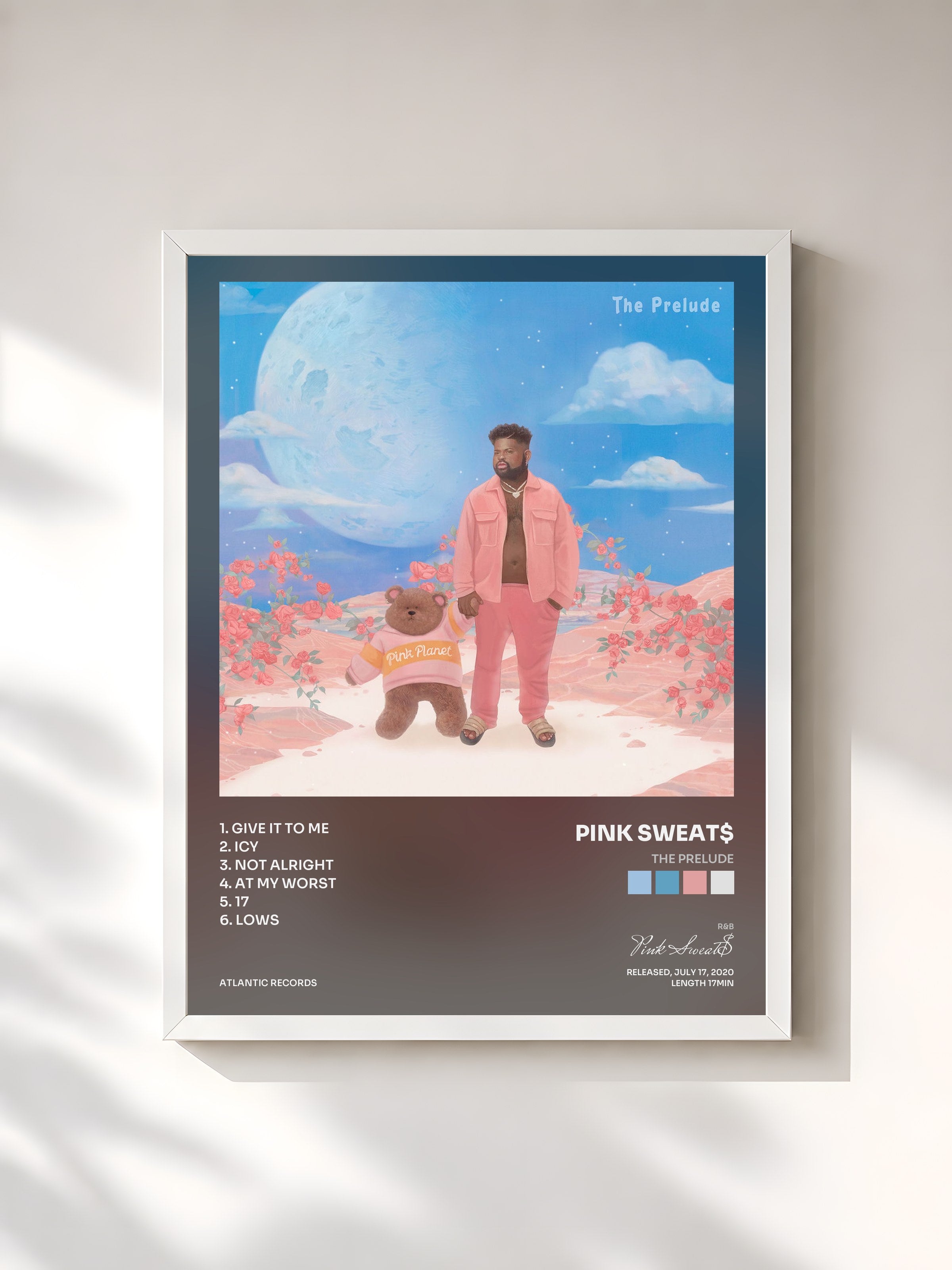 #blanc Tableau de l'album The Prelude de Pink Sweat$, cadre blanc, imprimé et encadré en France
