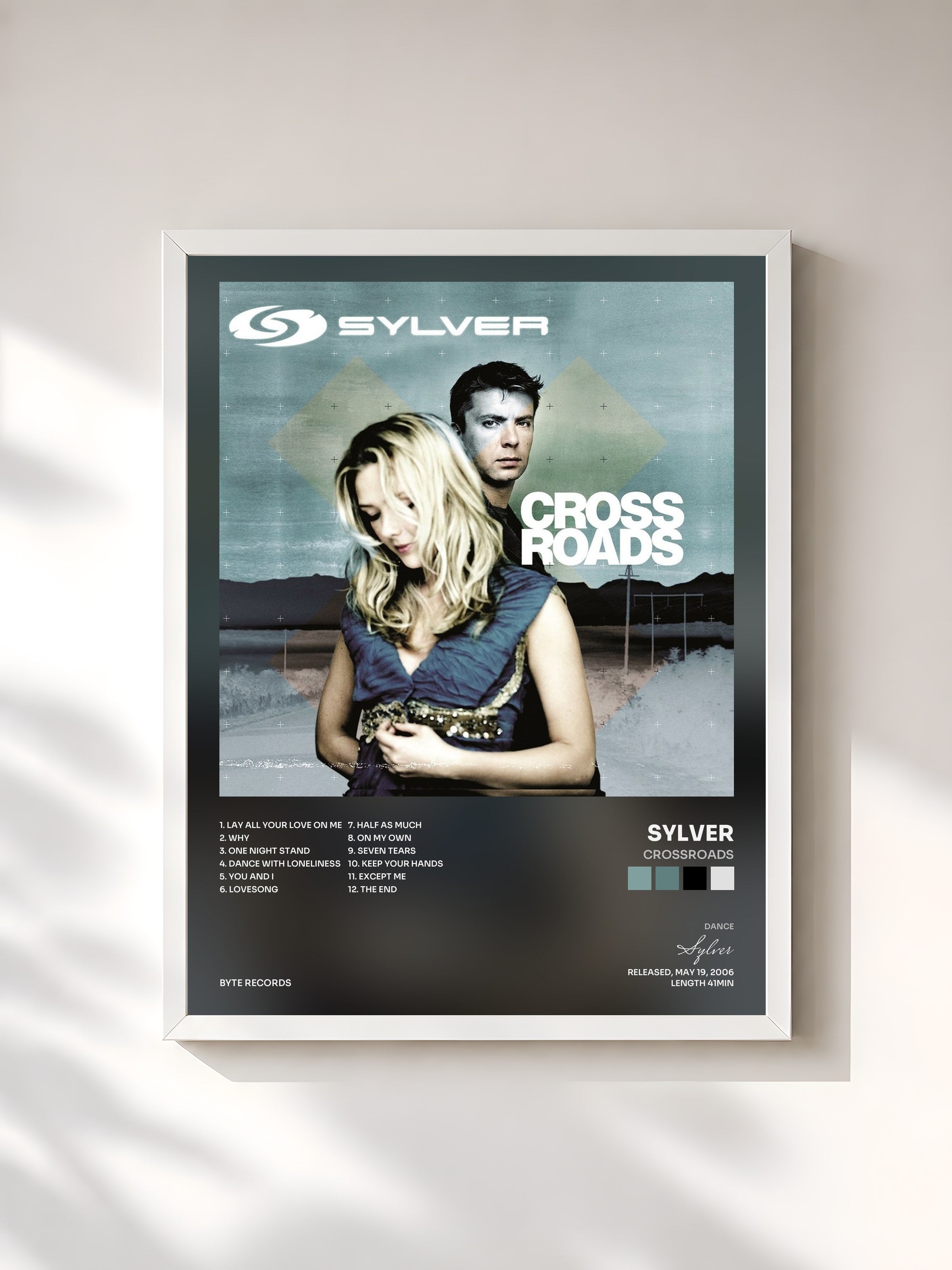 #blanc Tableau de l'album Crossroads de Sylver, cadre blanc, imprimé et encadré en France
