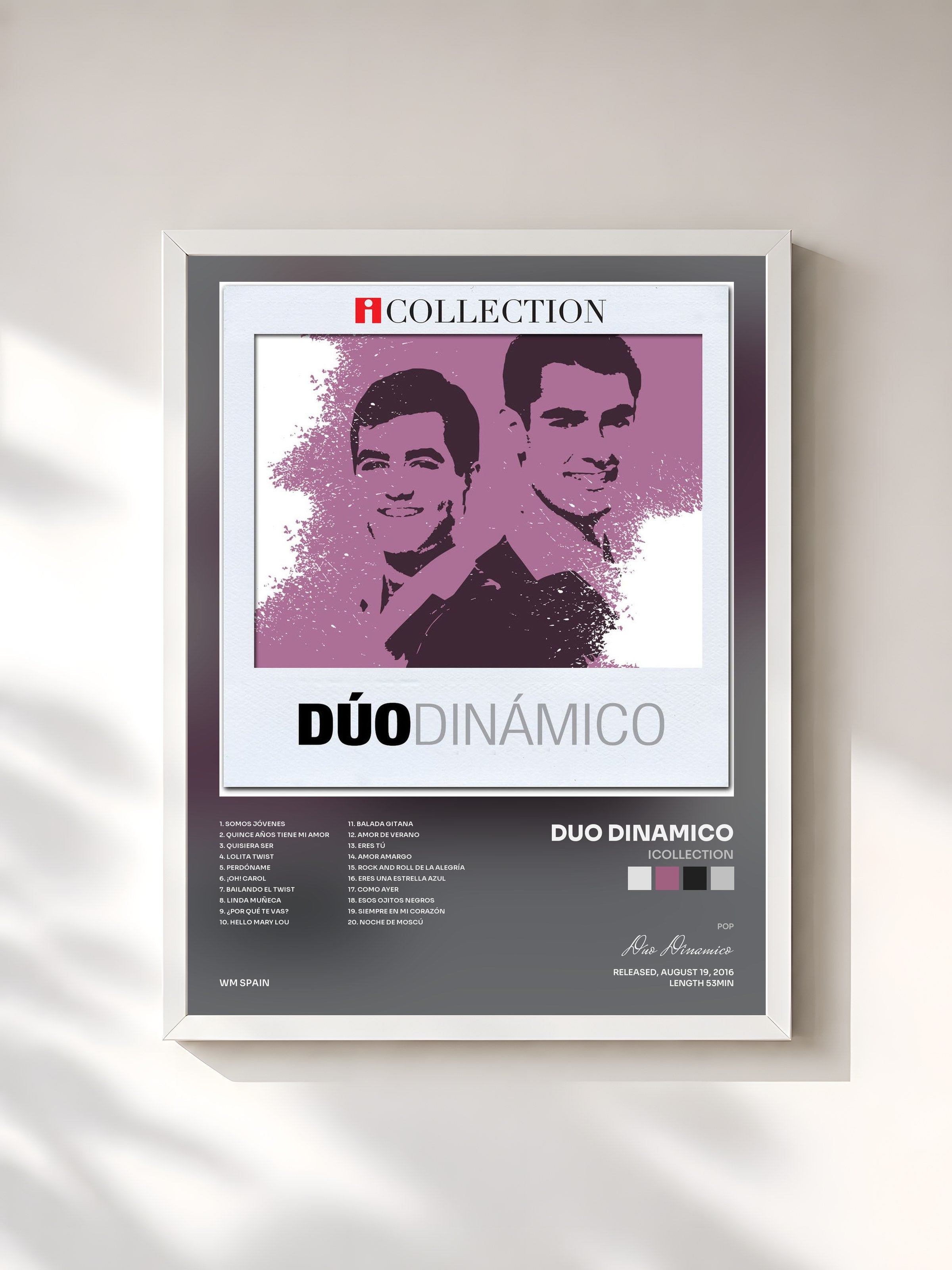 #blanc Tableau de l'album iCollection de Duo Dinamico, cadre blanc, imprimé et encadré en France