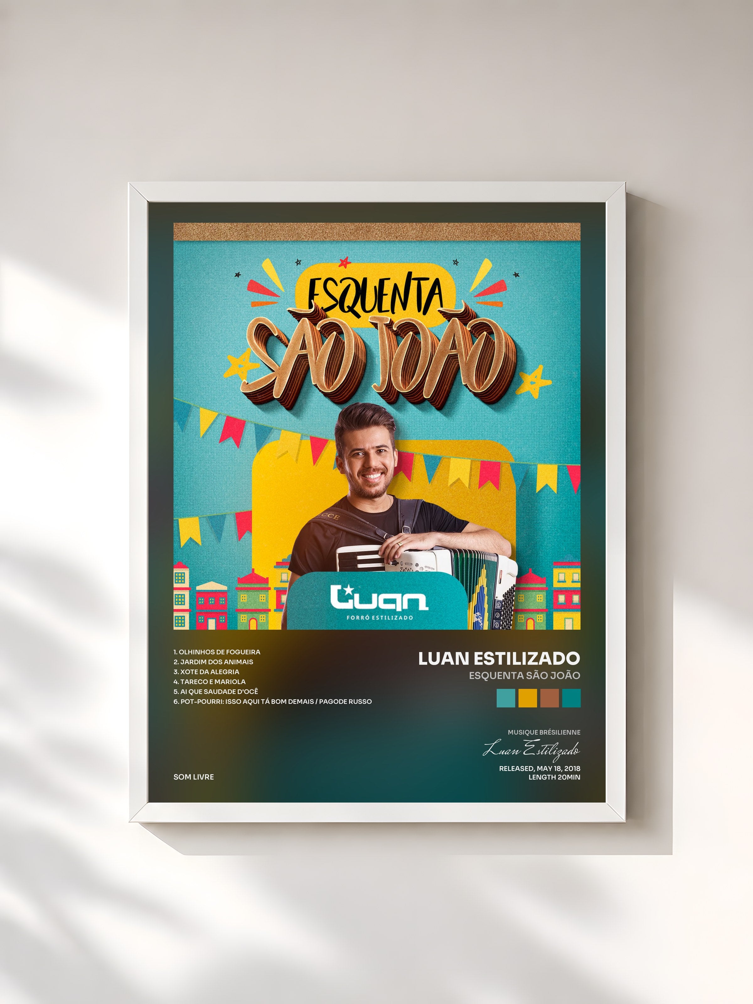 #blanc Tableau de l'album Esquenta São João de Luan Estilizado, cadre blanc, imprimé et encadré en France