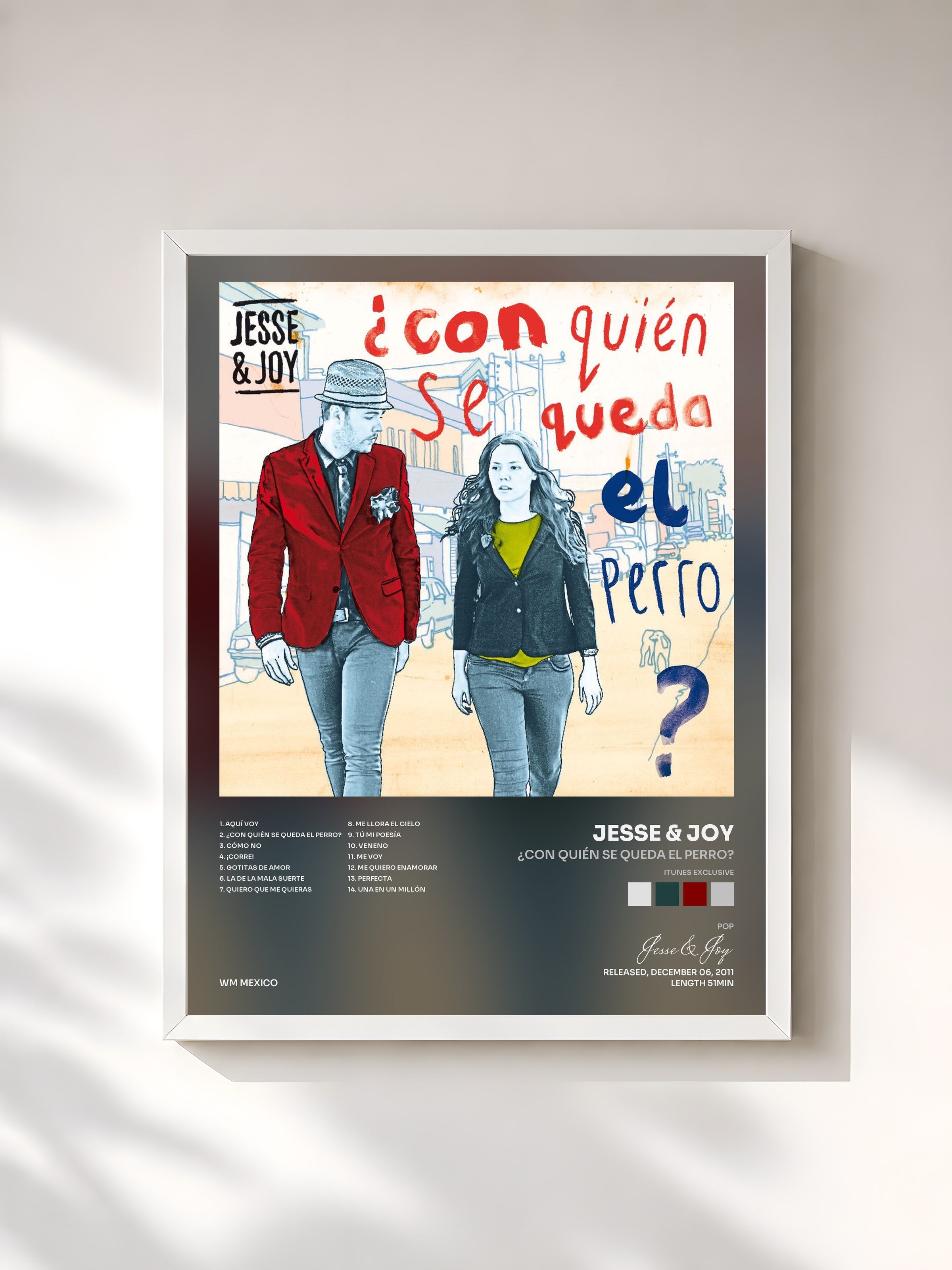 #blanc Tableau de l'album ¿Con Quién Se Queda El Perro? (iTunes Exclusive) de Jesse & Joy, cadre blanc, imprimé et encadré en France