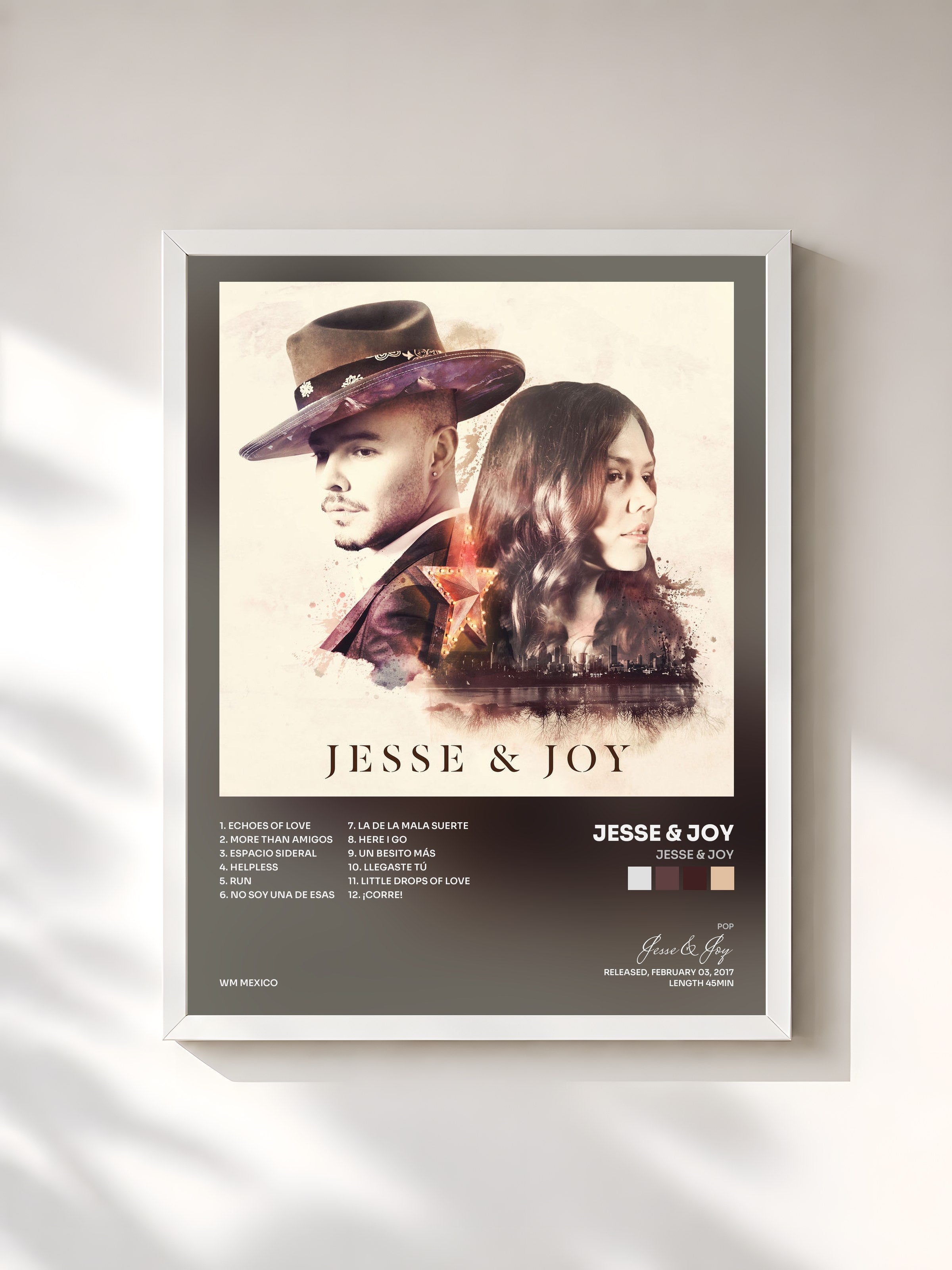 #blanc Tableau de l'album Jesse & Joy de Jesse & Joy, cadre blanc, imprimé et encadré en France