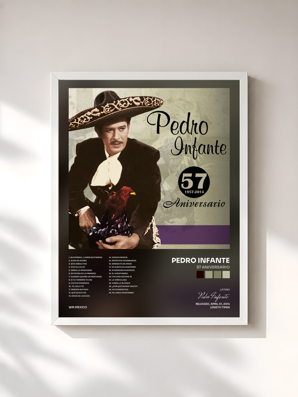 #blanc 57 Aniversario by Pedro Infante as a framed art print, white frame, printed and framed in France
