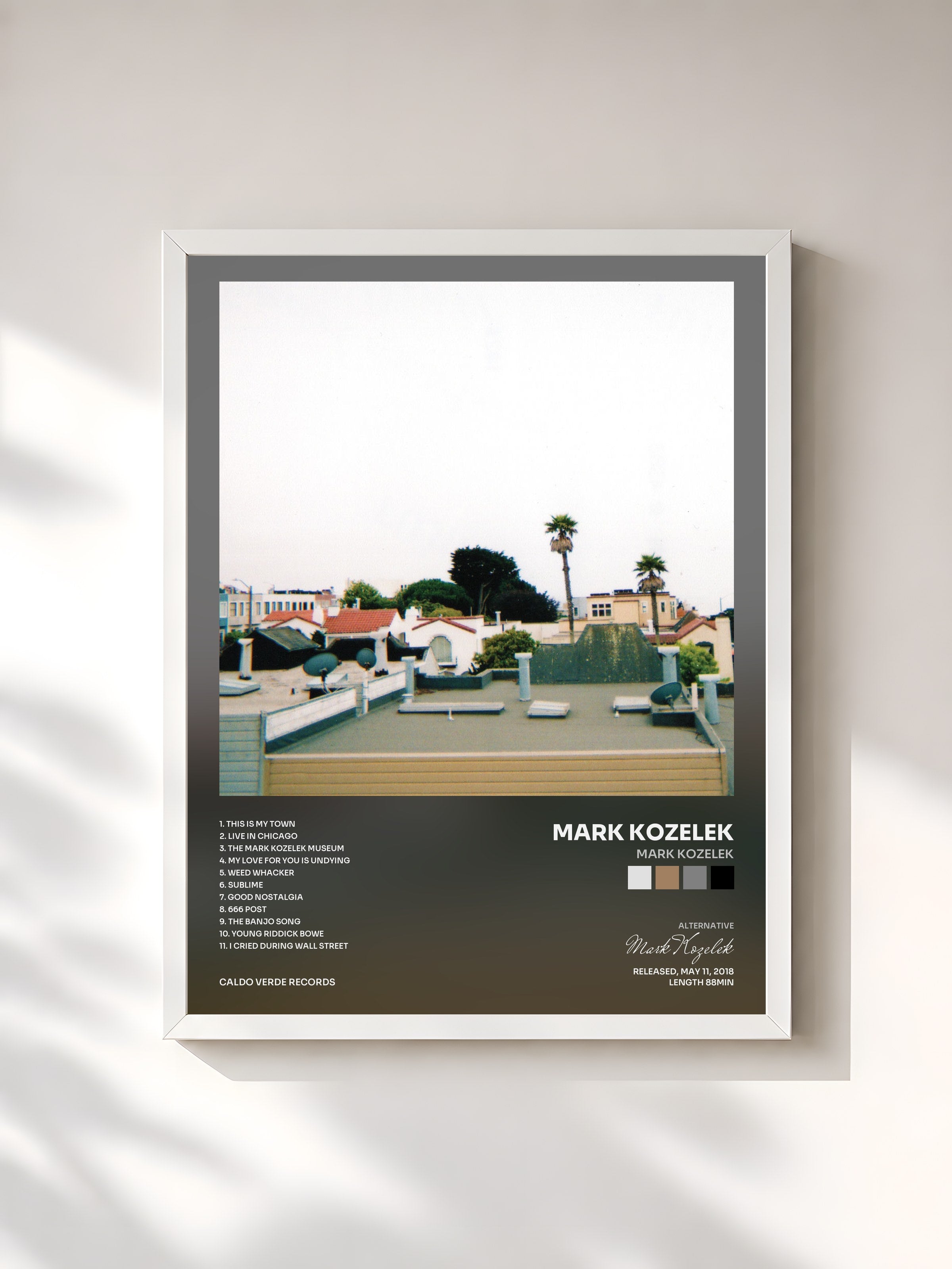 #blanc Tableau de l'album Mark Kozelek de Mark Kozelek, cadre blanc, imprimé et encadré en France