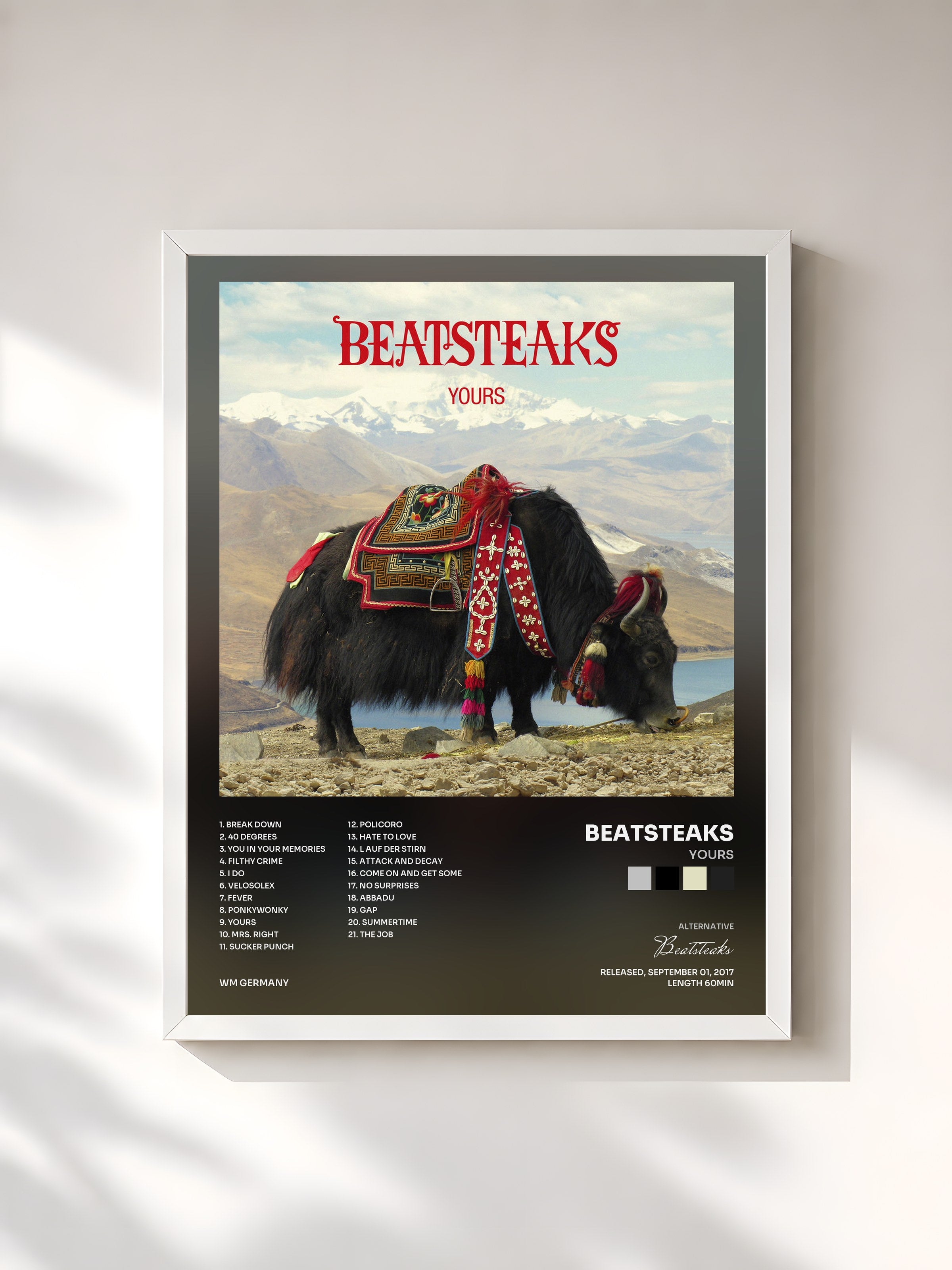 #blanc Tableau de l'album Yours de Beatsteaks, cadre blanc, imprimé et encadré en France