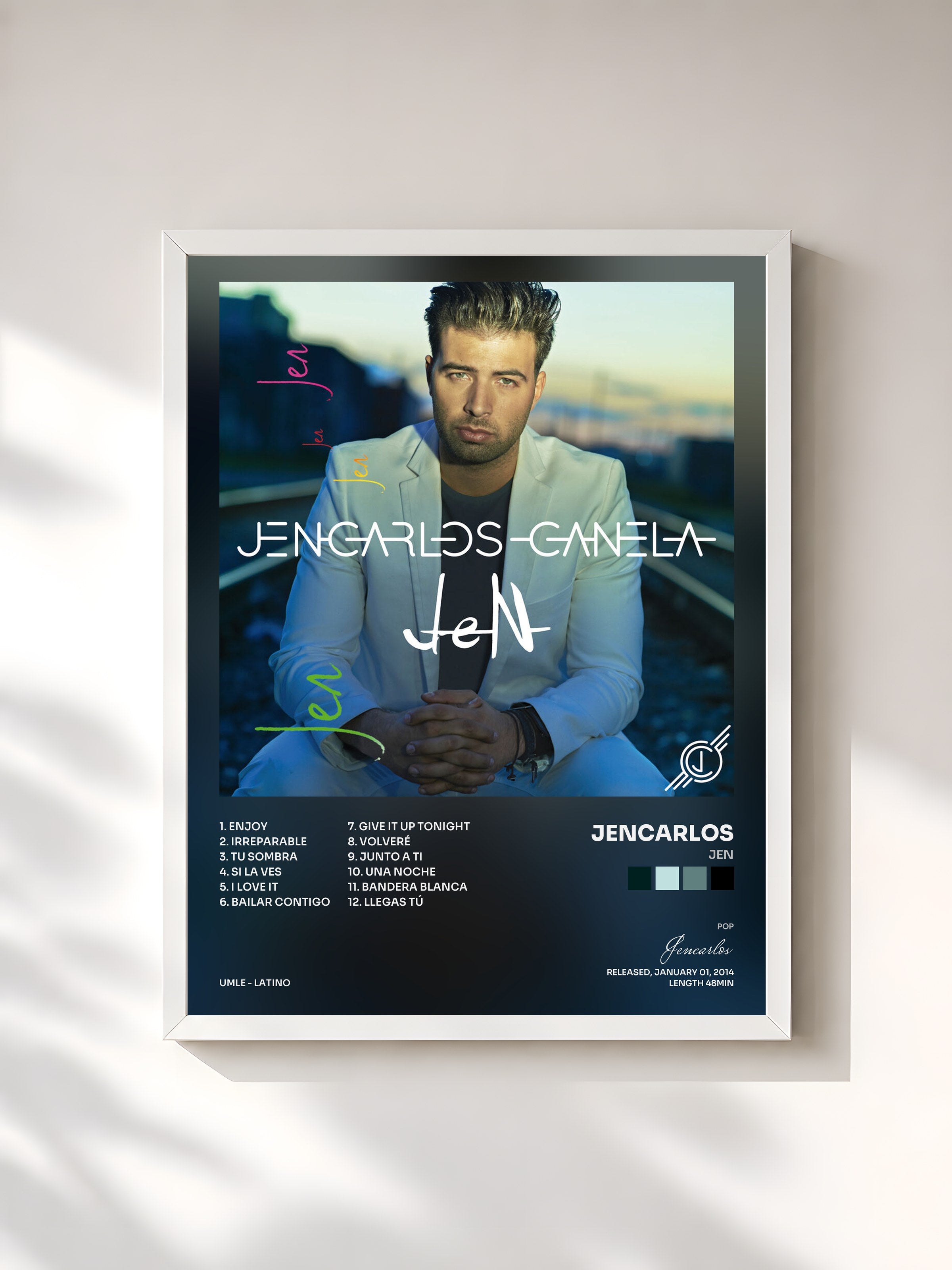 #blanc Tableau de l'album Jen de Jencarlos, cadre blanc, imprimé et encadré en France