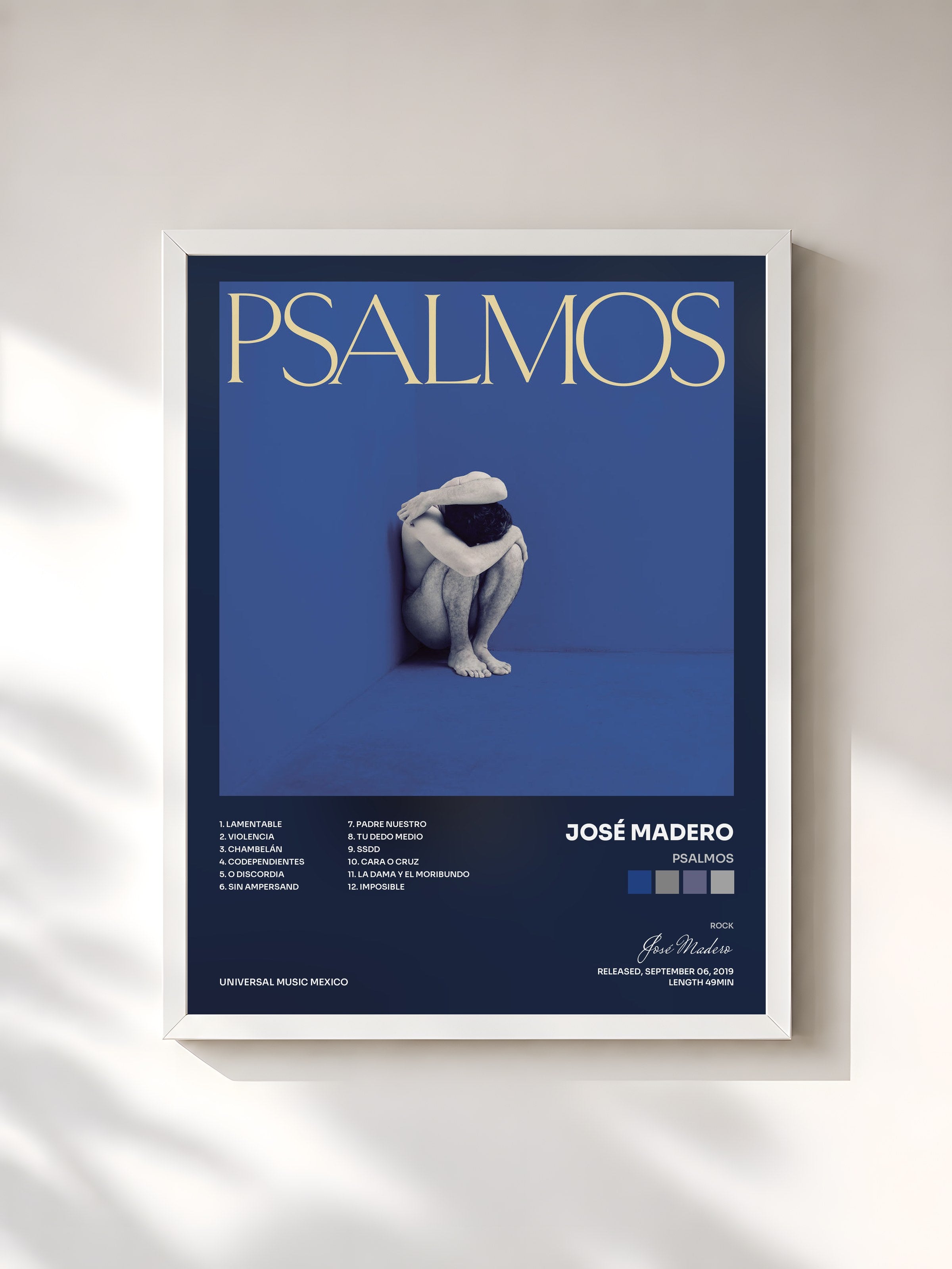 #blanc Tableau de l'album Psalmos de José Madero, cadre blanc, imprimé et encadré en France