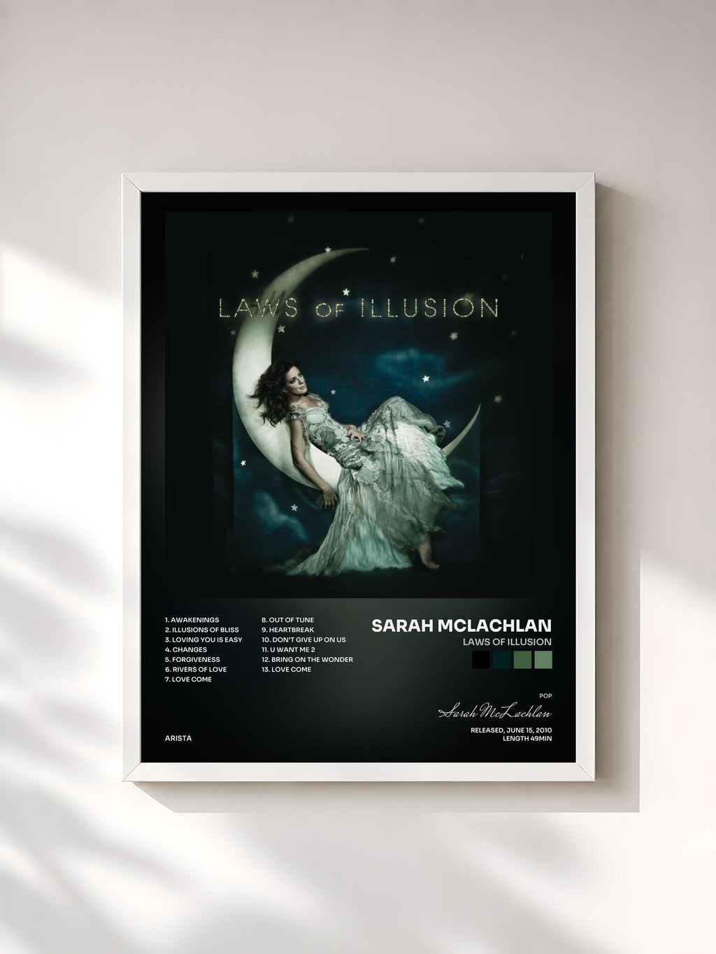 #blanc Laws Of Illusion von Sarah McLachlan als gerahmter Kunstdruck, weißer Rahmen, gedruckt und gerahmt in Frankreich