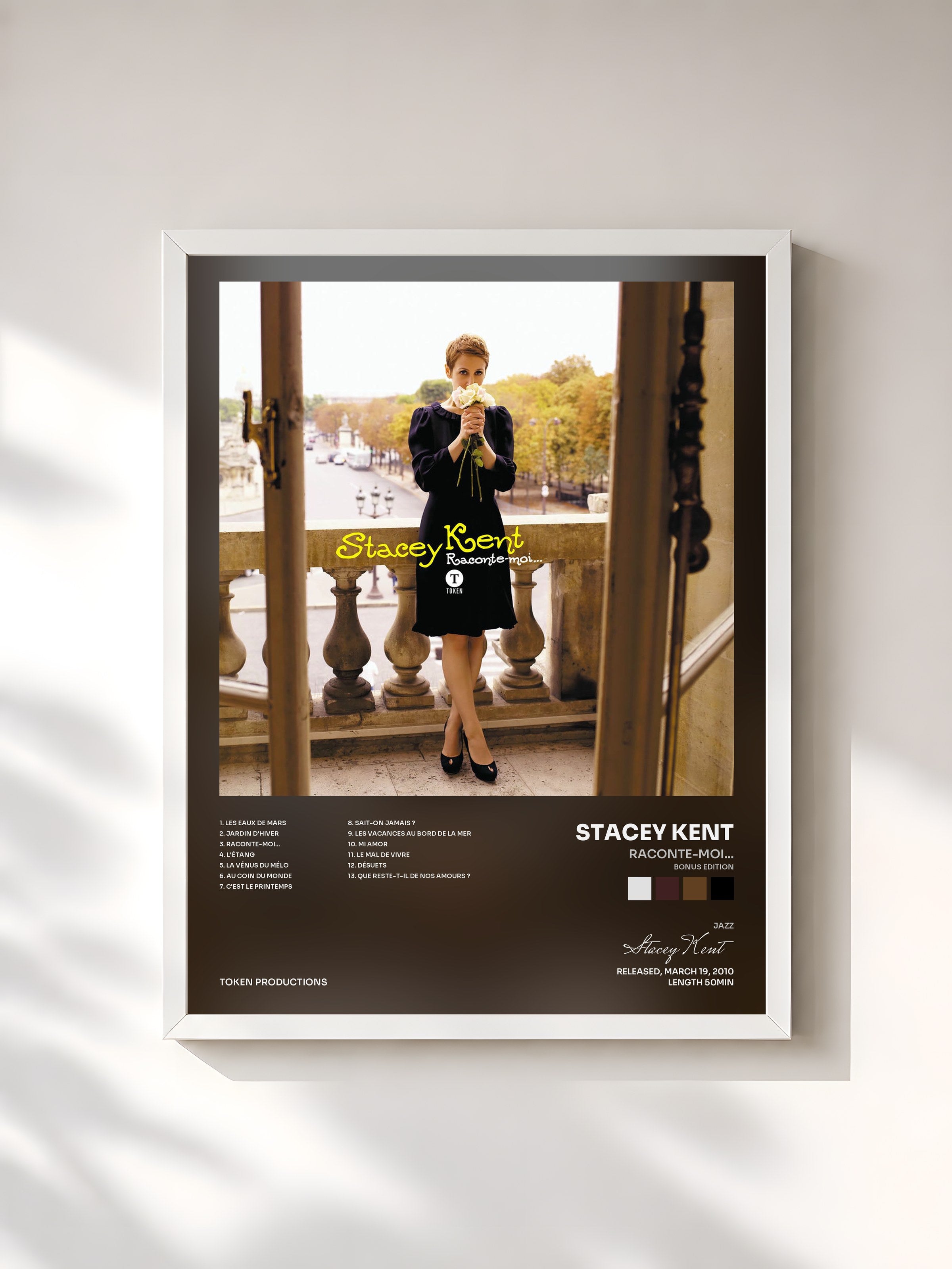 #blanc Tableau de l'album Raconte-moi... (Bonus Edition) de Stacey Kent, cadre blanc, imprimé et encadré en France