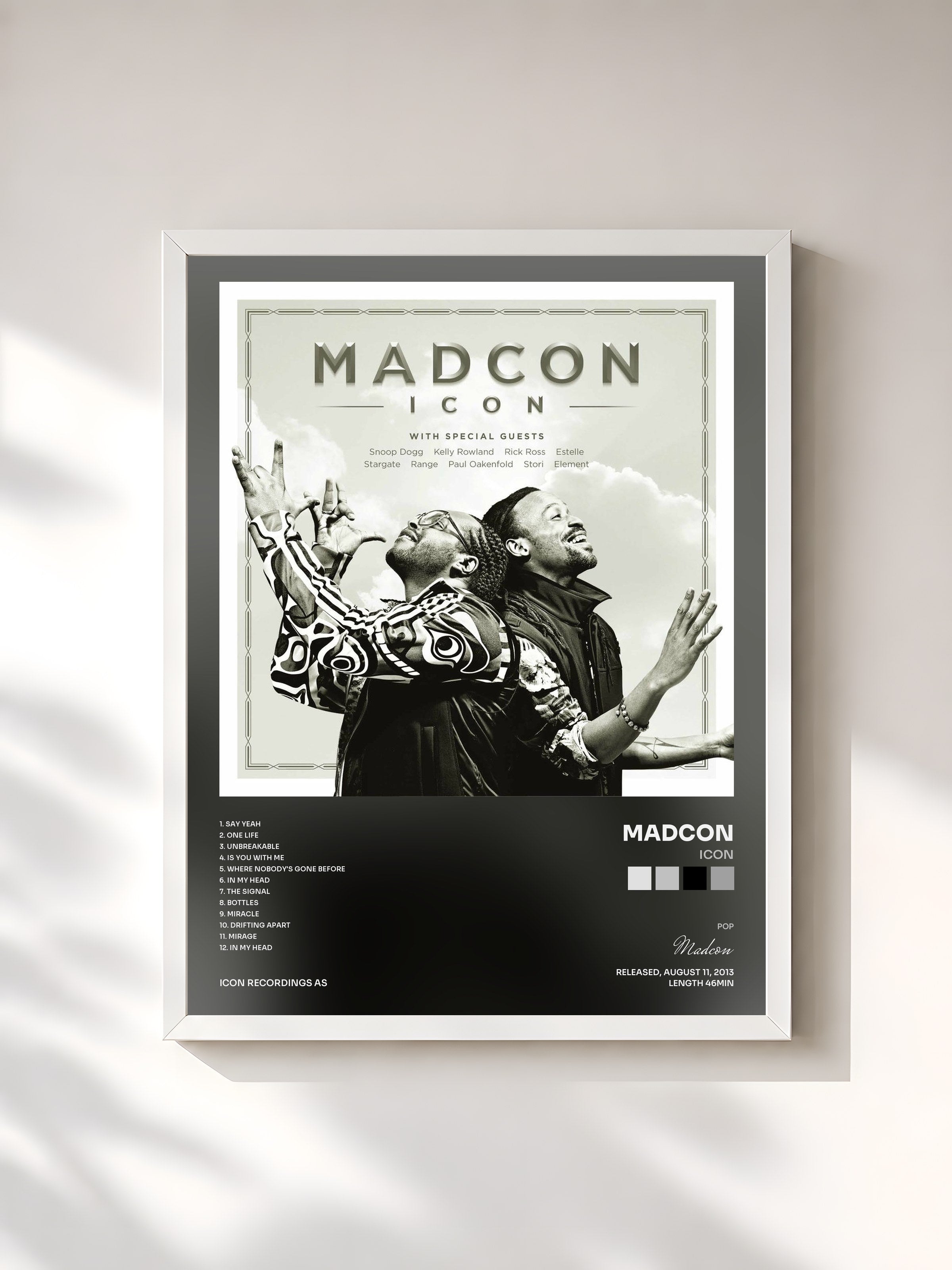 #blanc Tableau de l'album Icon de Madcon, cadre blanc, imprimé et encadré en France