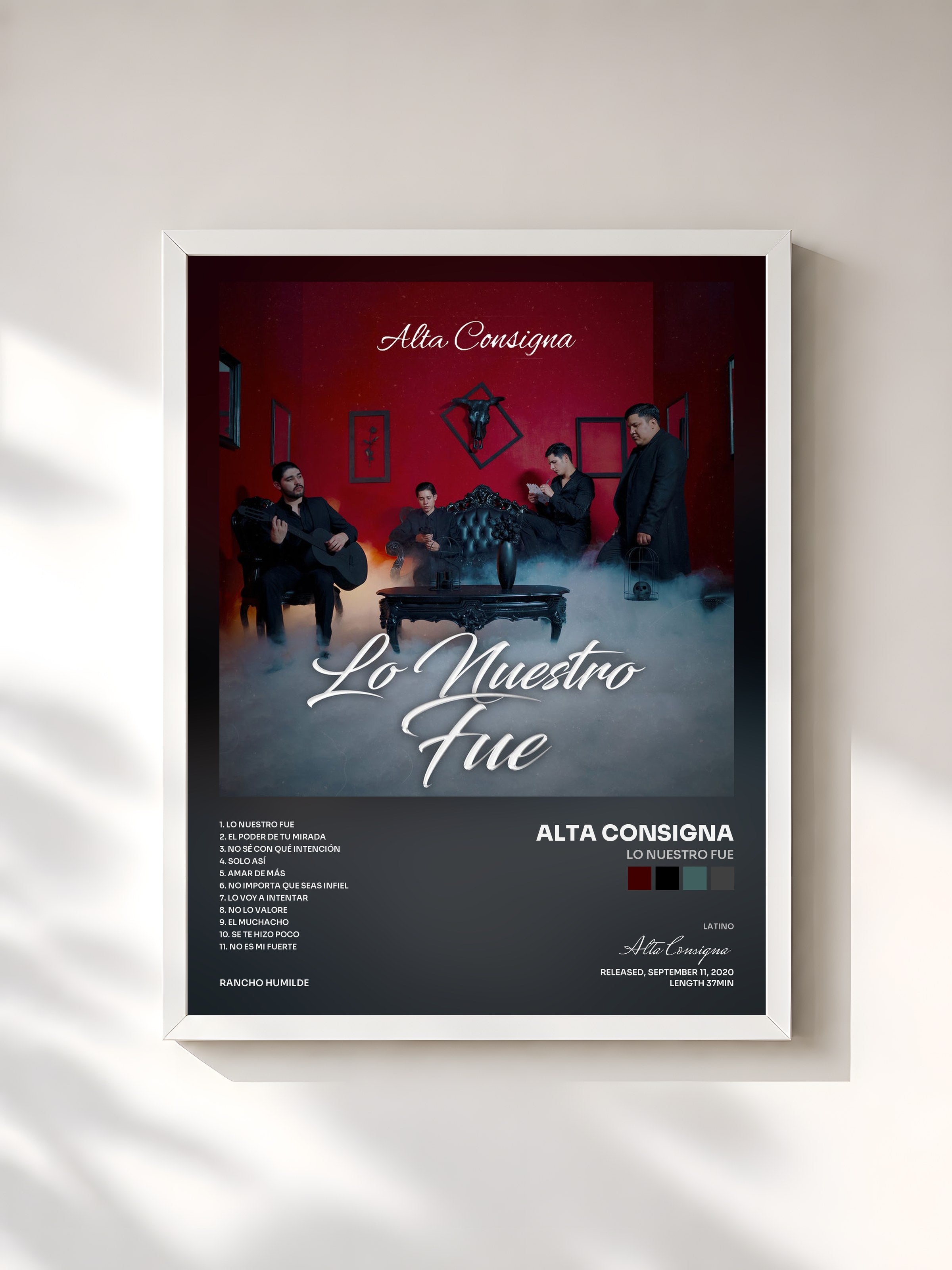 #blanc Tableau de l'album Lo Nuestro Fue de Alta Consigna, cadre blanc, imprimé et encadré en France