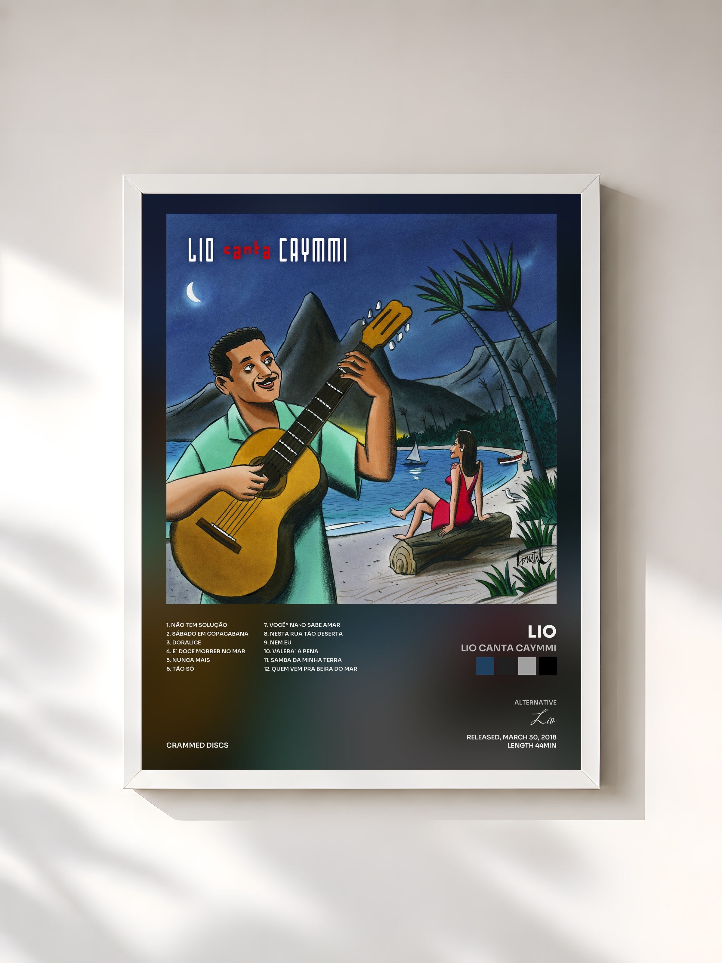 #blanc Tableau de l'album Lio Canta Caymmi de Lio, cadre blanc, imprimé et encadré en France