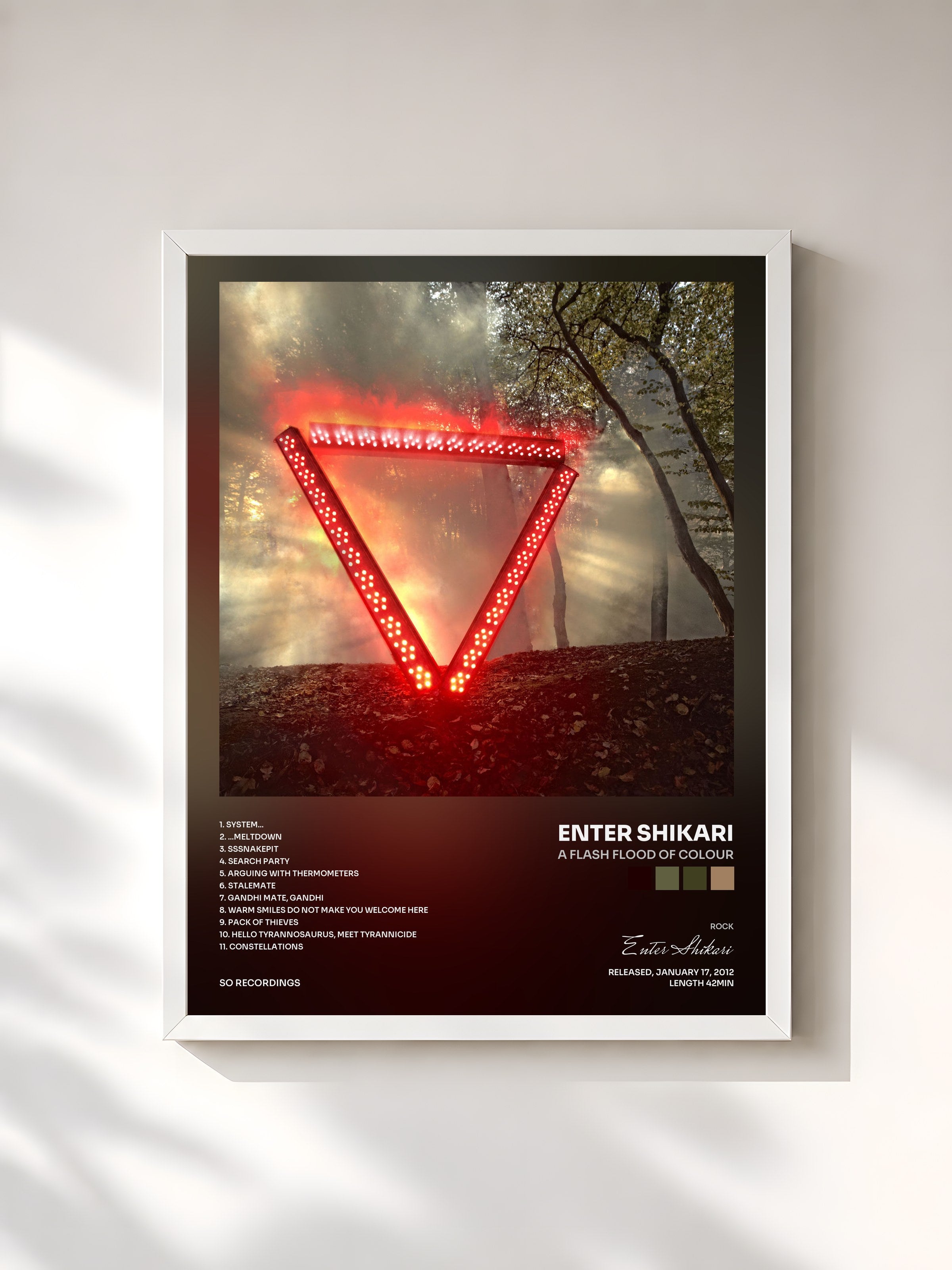 #blanc Tableau de l'album A Flash Flood of Colour de Enter Shikari, cadre blanc, imprimé et encadré en France