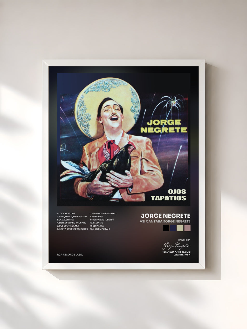 #blanc Así Cantaba Jorge Negrete by Jorge Negrete as a framed art print, white frame, printed and framed in France