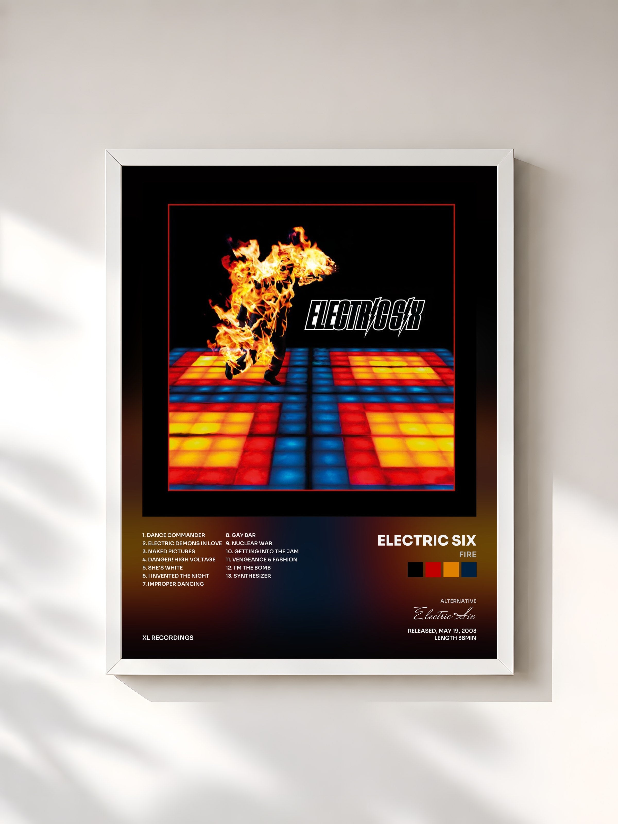 #blanc Tableau de l'album Fire de Electric Six, cadre blanc, imprimé et encadré en France