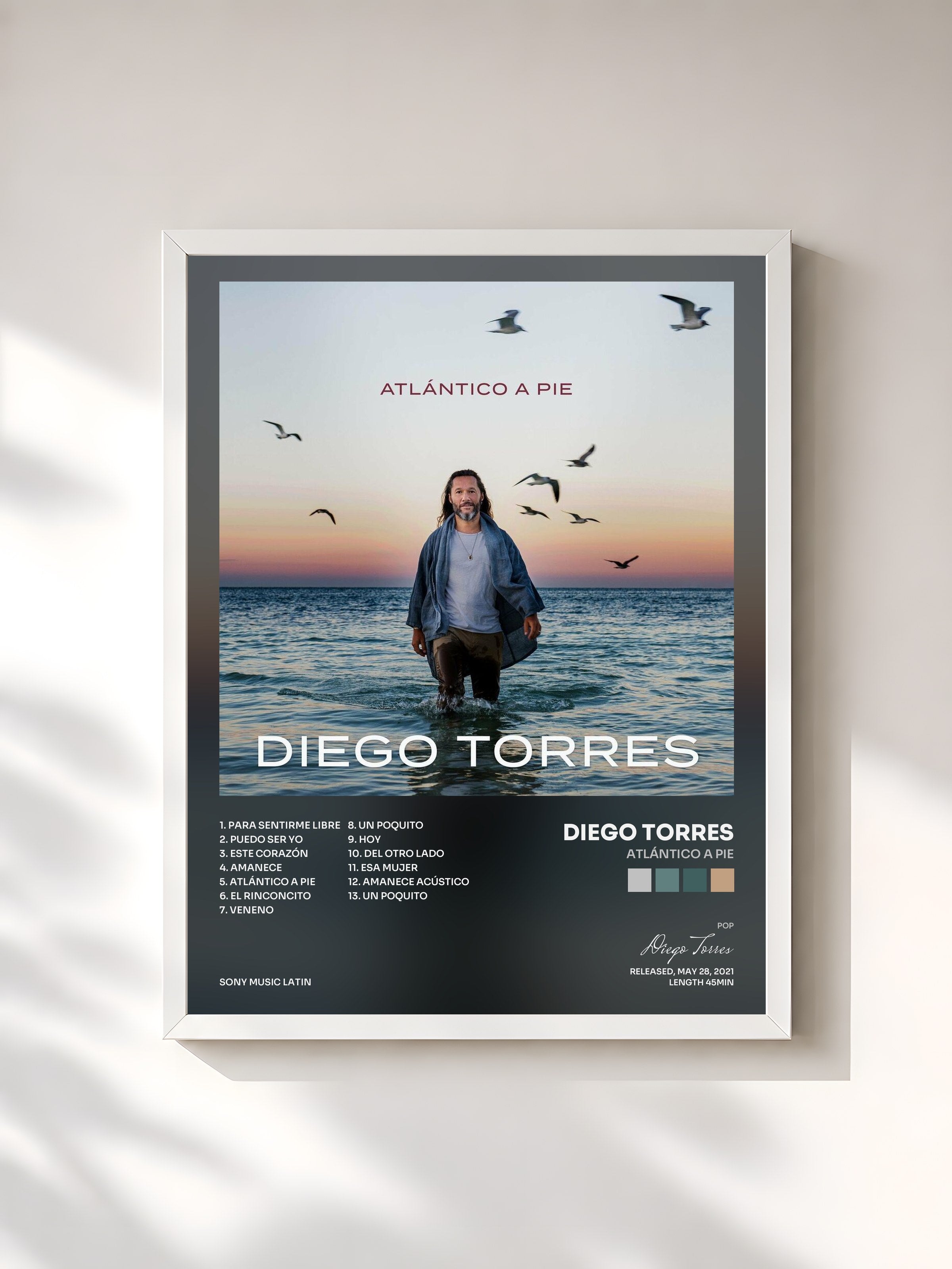#blanc Tableau de l'album Atlántico a Pie de Diego Torres, cadre blanc, imprimé et encadré en France