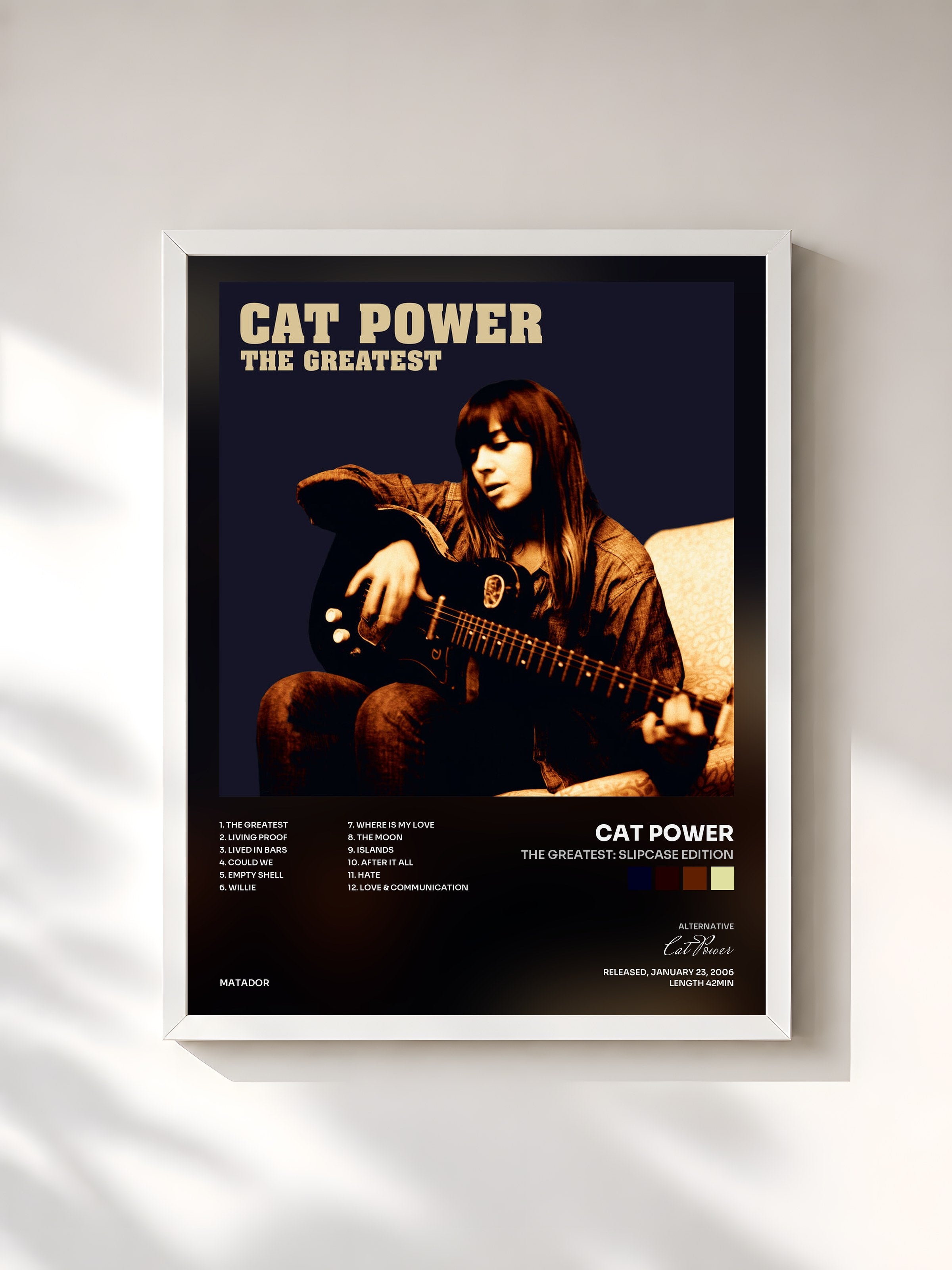 #blanc Tableau de l'album The Greatest: Slipcase Edition de Cat Power, cadre blanc, imprimé et encadré en France